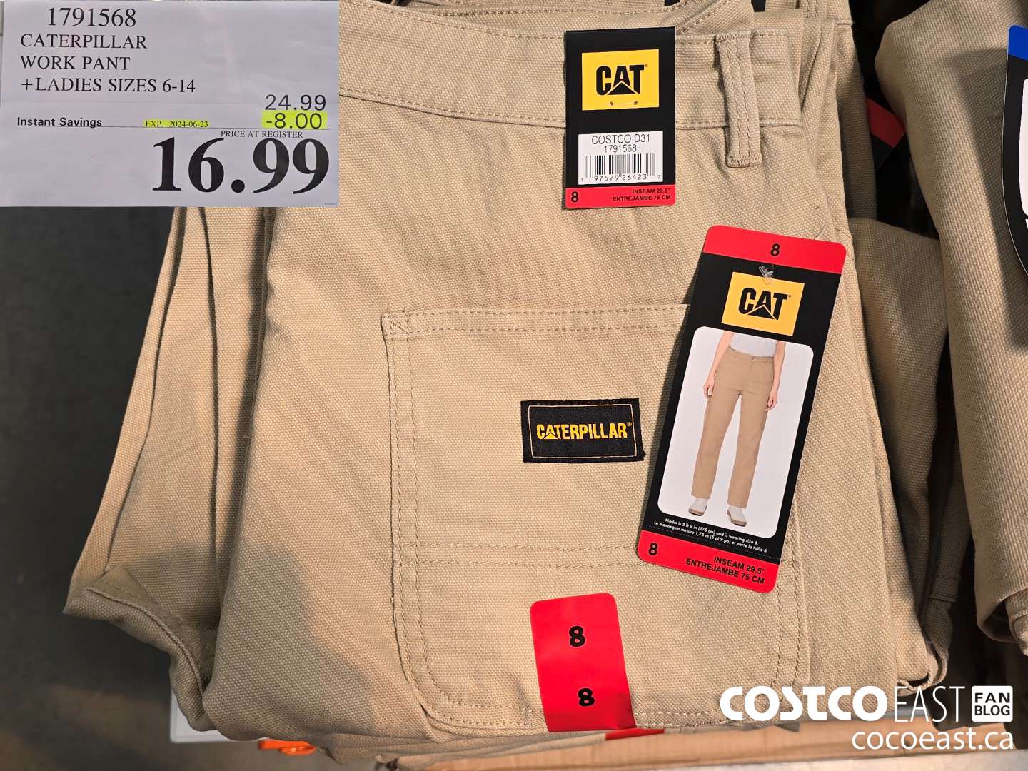 1791568 CATERPILLAR WORK PANT + LADIES SIZES 6-14 ($8.00 INSTANT SAVINGS EXPIRES ON 2024-06-23) $16.99