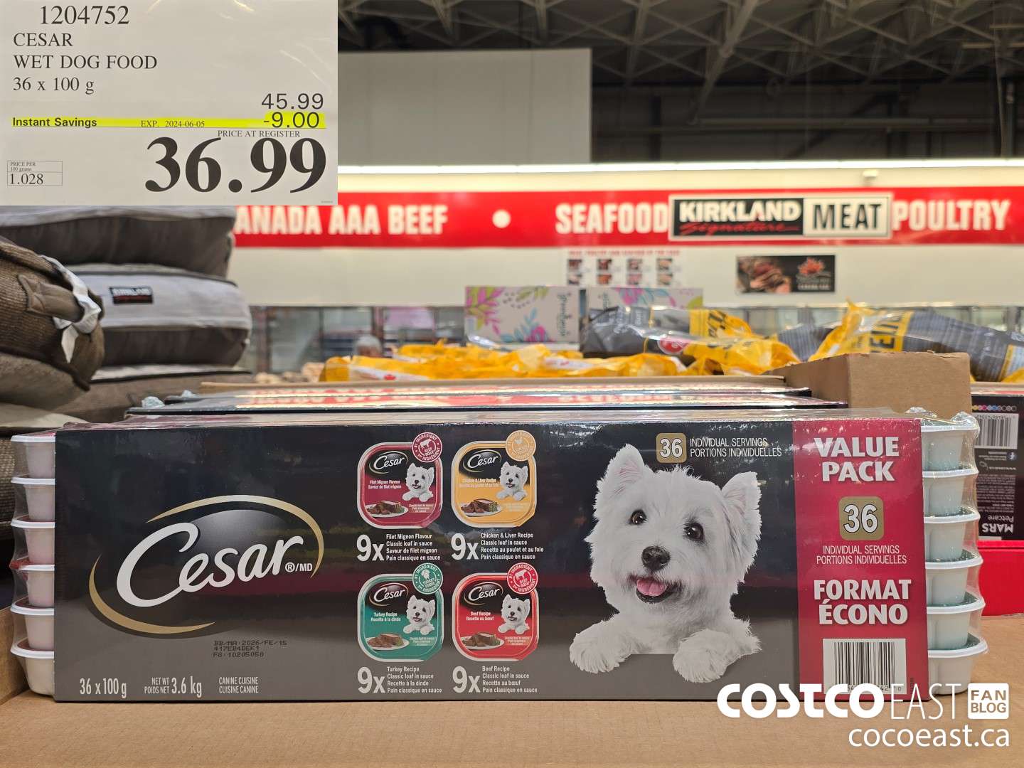 1204752 CESAR WET DOG FOOD 36 x 100 g ($9.00 INSTANT SAVINGS EXPIRES ON 2024-06-05) $36.99