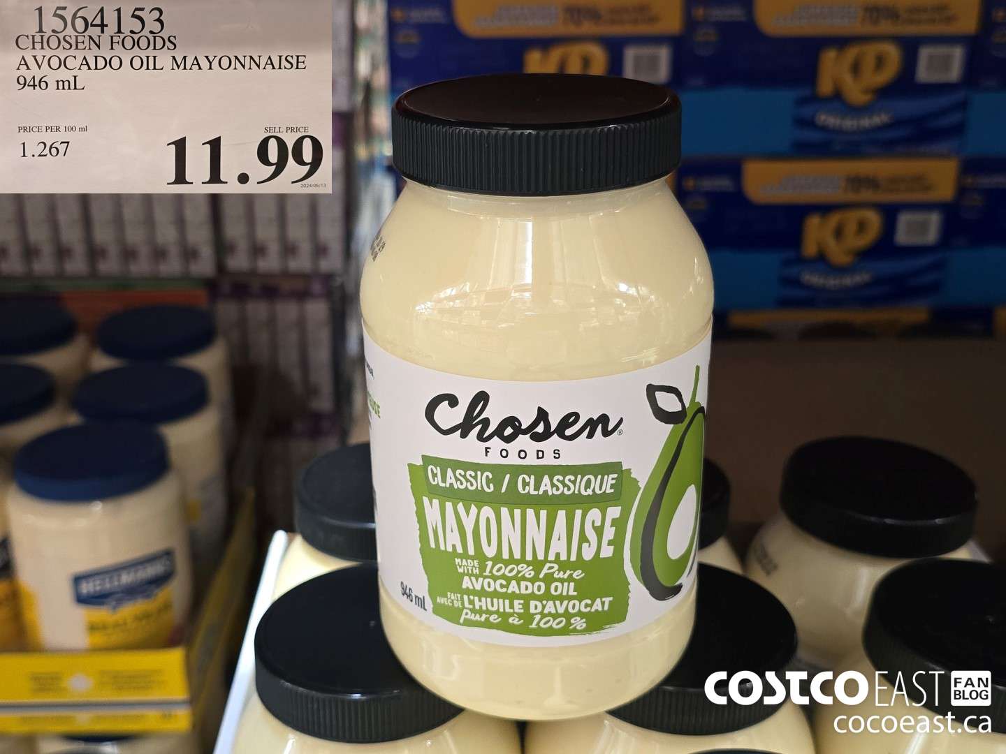 1564153 CHOSEN FOODS AVOCADO OIL MAYONNAISE 946 mL $11.99