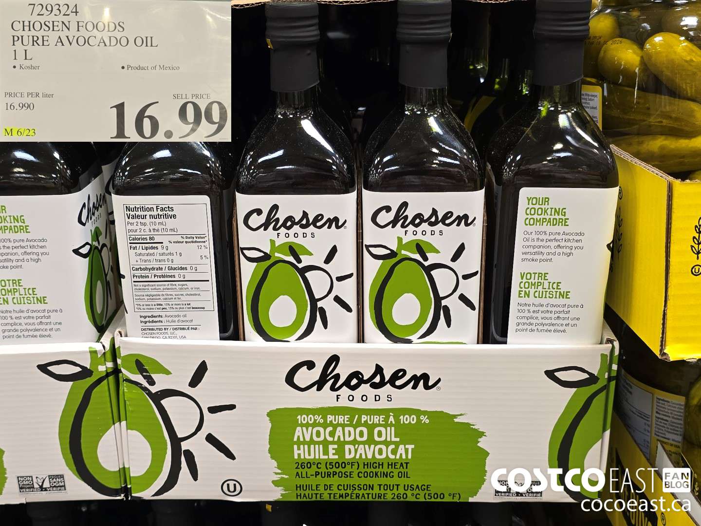 729324 CHOSEN FOODS PURE AVOCADO OIL 1L $16.99