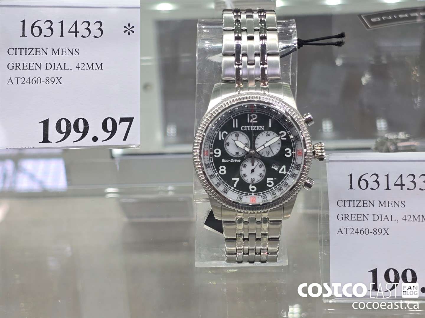 1631433 CITIZEN MENS GREEN DIAL, 42MM AT2460-89X $199.97