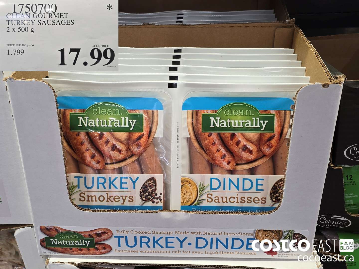 1750700 CLEAN GOURMET TURKEY SAUSAGES 2 X 500 G $17.99