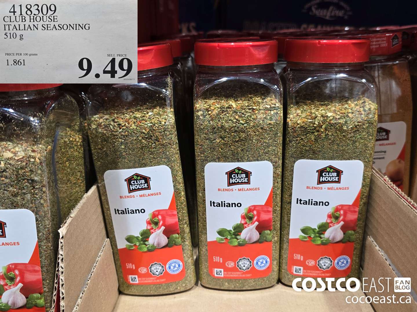 418309 CLUBHOUSE ITALIAN SEASONING 510 G $9.49