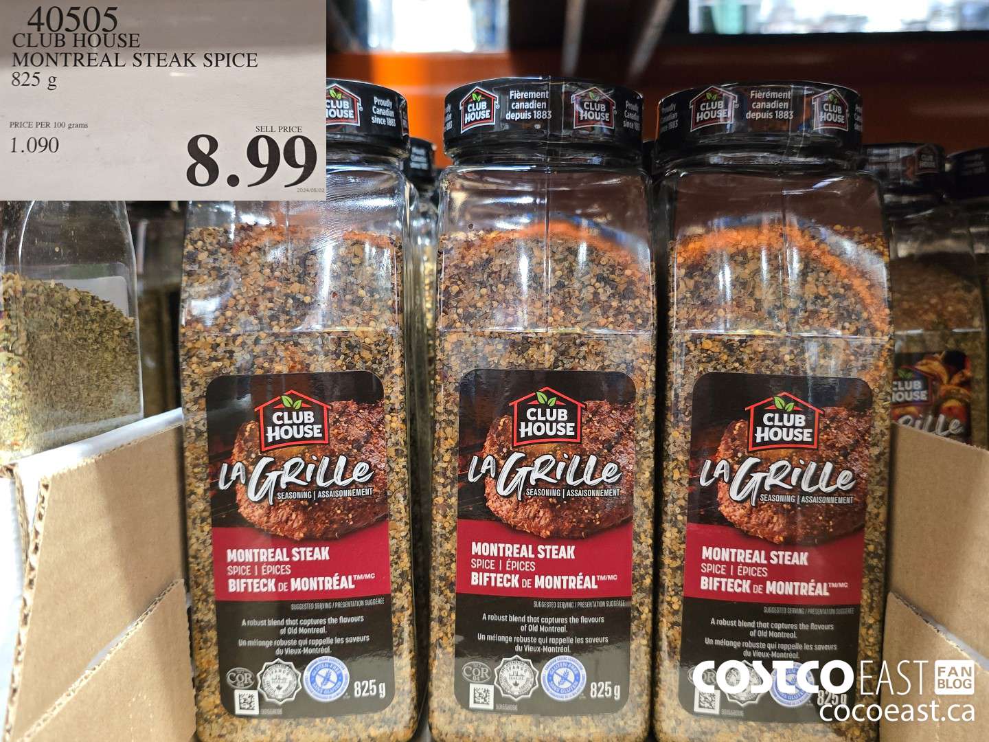 40505 CLUBHOUSE MONTREAL STEAK SPICE 825 G $8.99