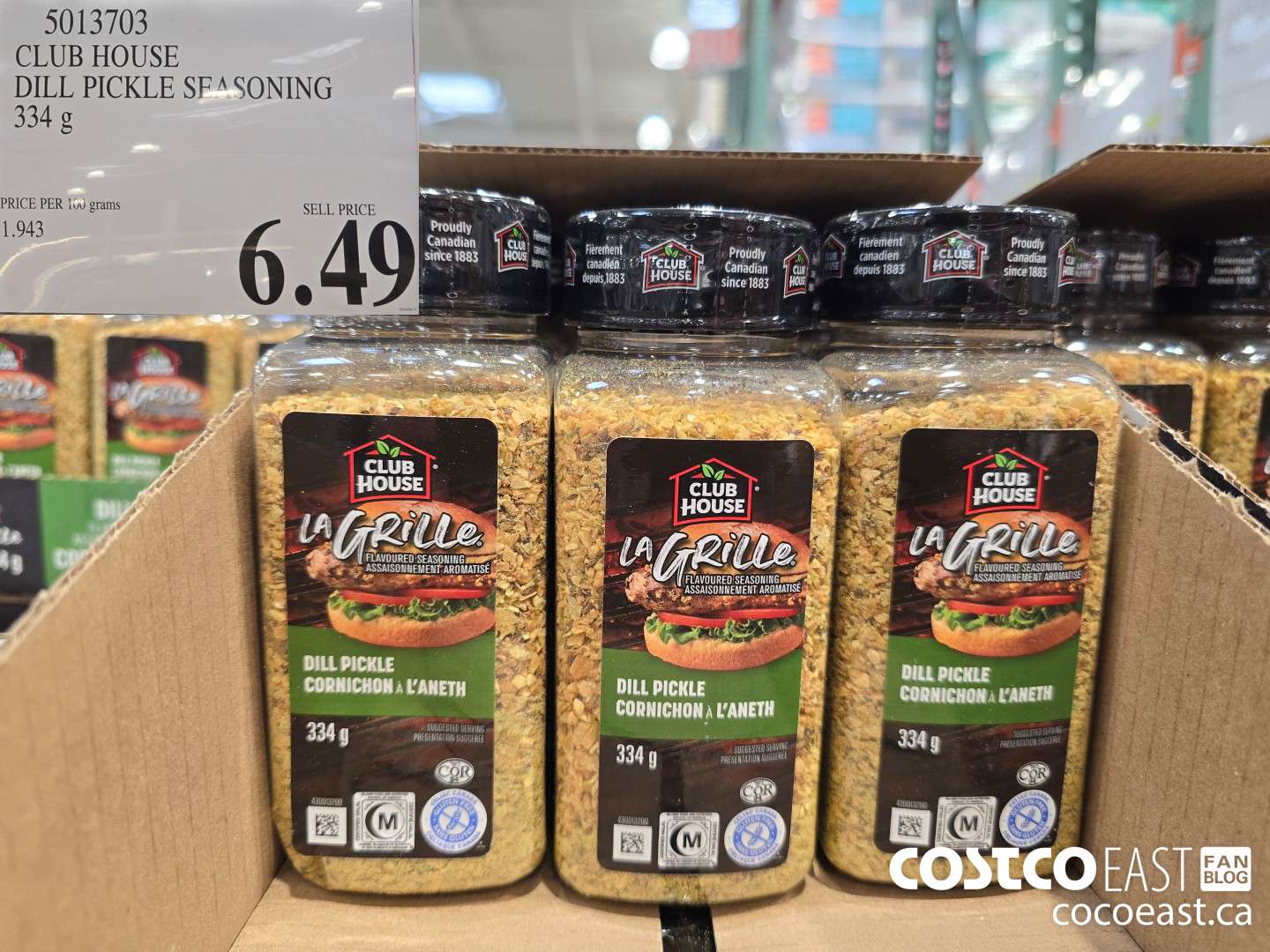 5013703 CLUB HOUSE DILL PICKLE SEASONING 334 g $6.49