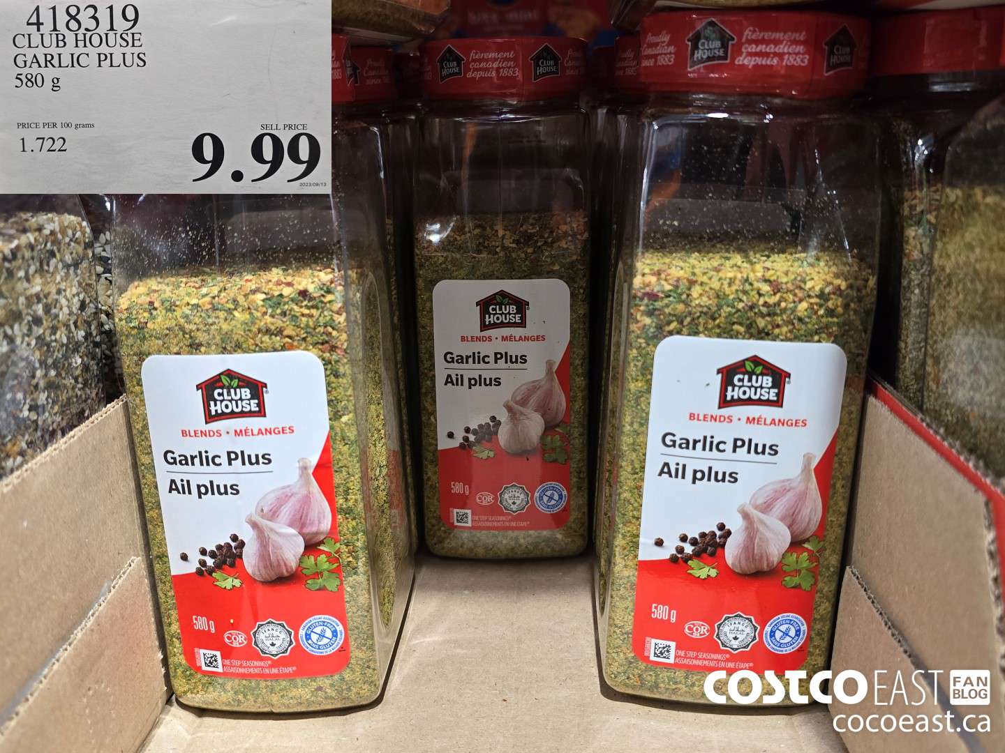 418319 CLUB HOUSE GARLIC PLUS 580 G $9.99