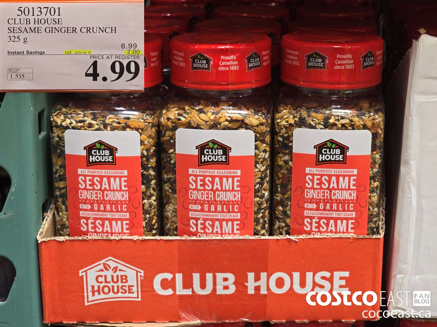5013701 CLUB HOUSE SESAME GINGER CRUNCH 325 G ($2.00 INSTANT SAVINGS EXPIRES ON 2024-06-30) $4.99