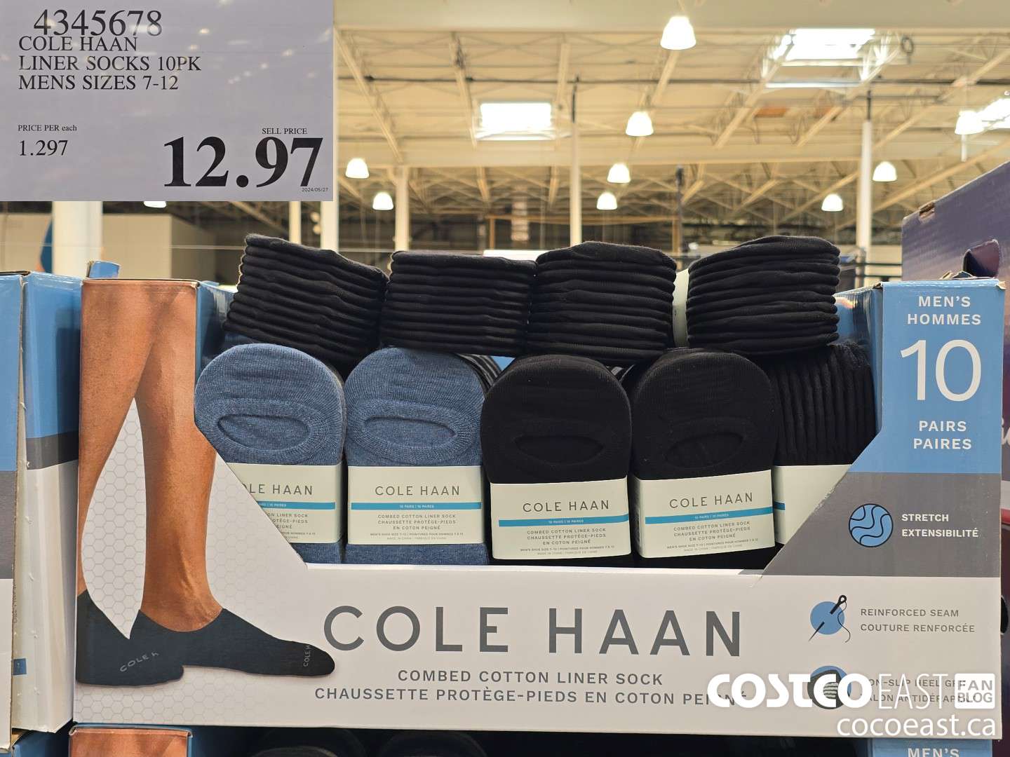 4345678 COLE HAAN LINER SOCK 10PK MENS SIZES 7-12 $12.97