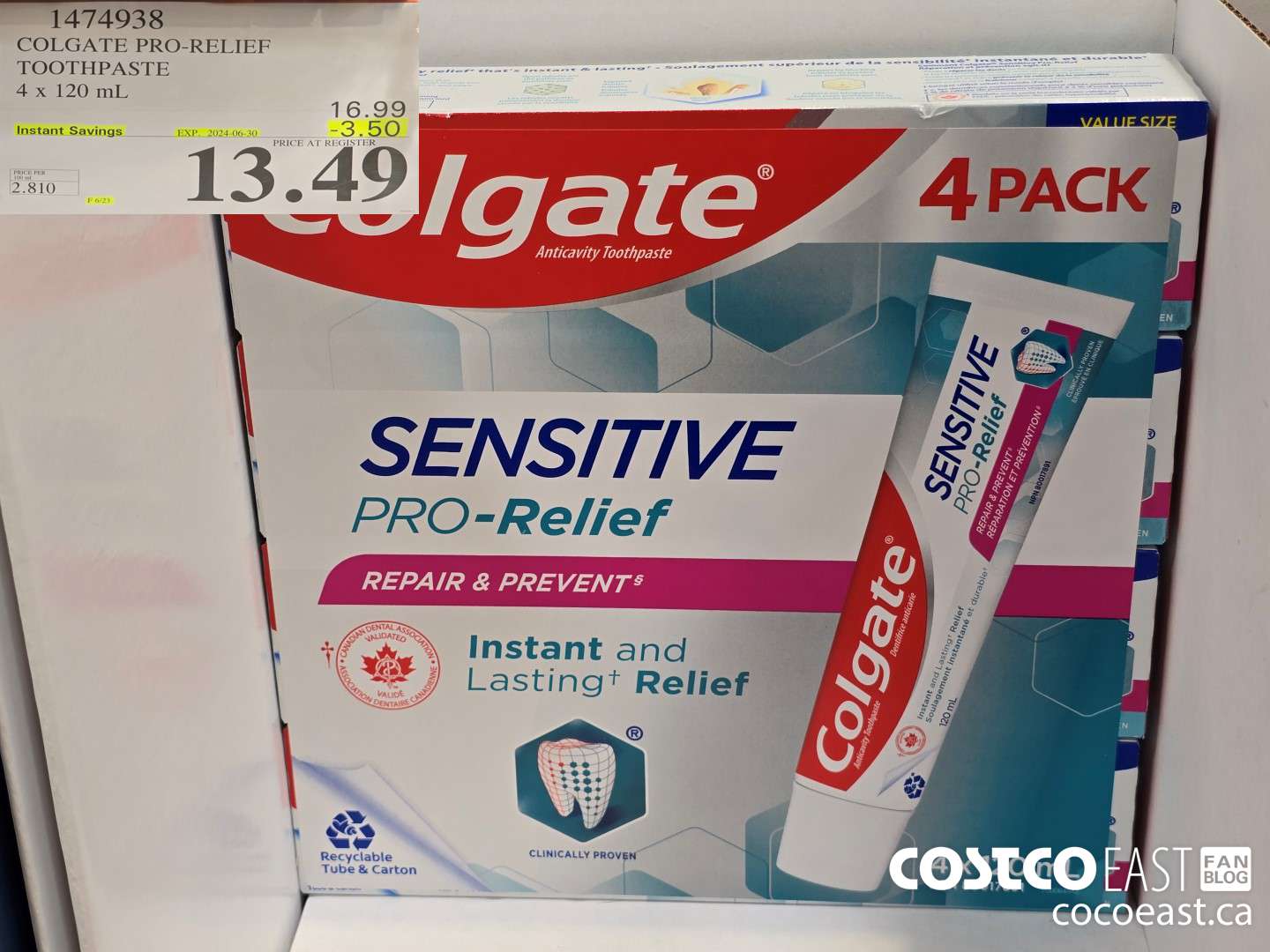 1474938 COLGATE PRO-RELIEF TOOTHPASTE 4 x 120 mL ($3.50 INSTANT SAVINGS EXPIRES ON 2024-06-30) $13.49
