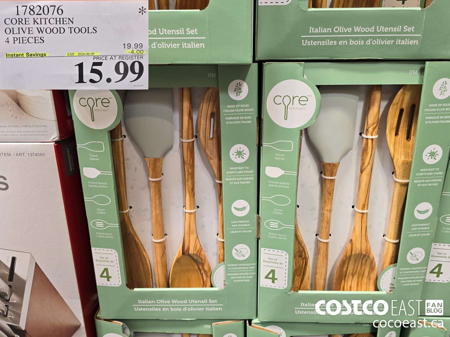 1782076 CORE KITCHEN OLIVE WOOD TOOLS 4 PIECES ($4.00 INSTANT SAVINGS EXPIRES ON 2024-06-09) $15.99