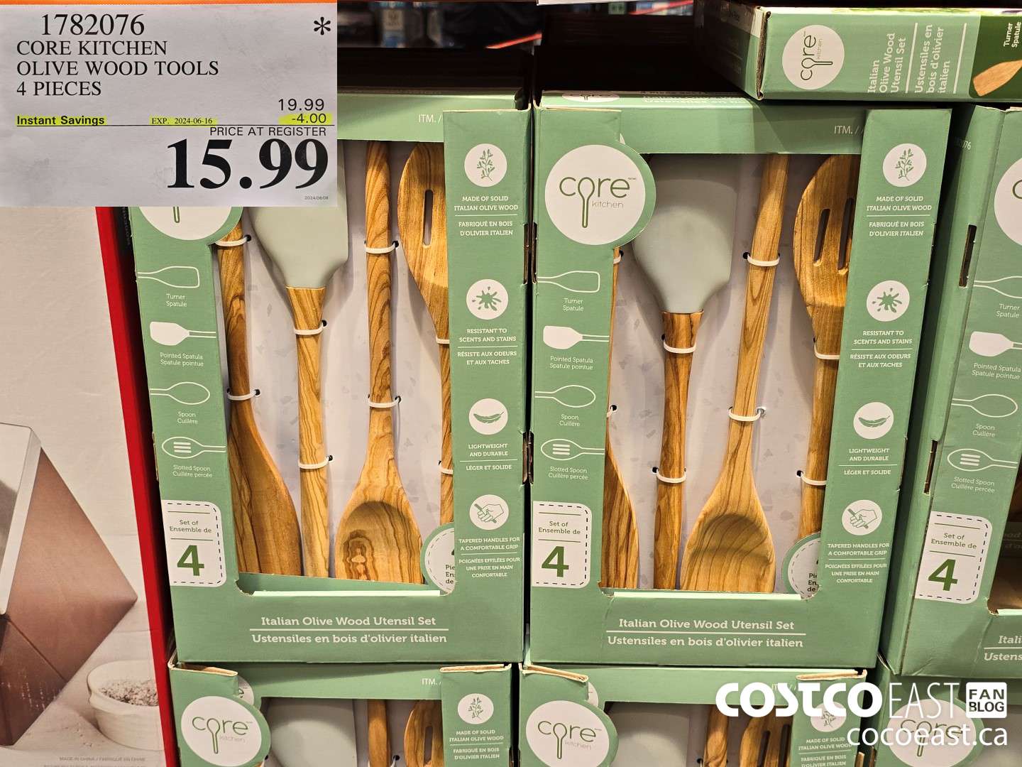 1782076 CORE KITCHEN OLIVE WOOD TOOLS 4 PIECES ($4.00 INSTANT SAVINGS EXPIRES ON 2024-06-16) $15.99