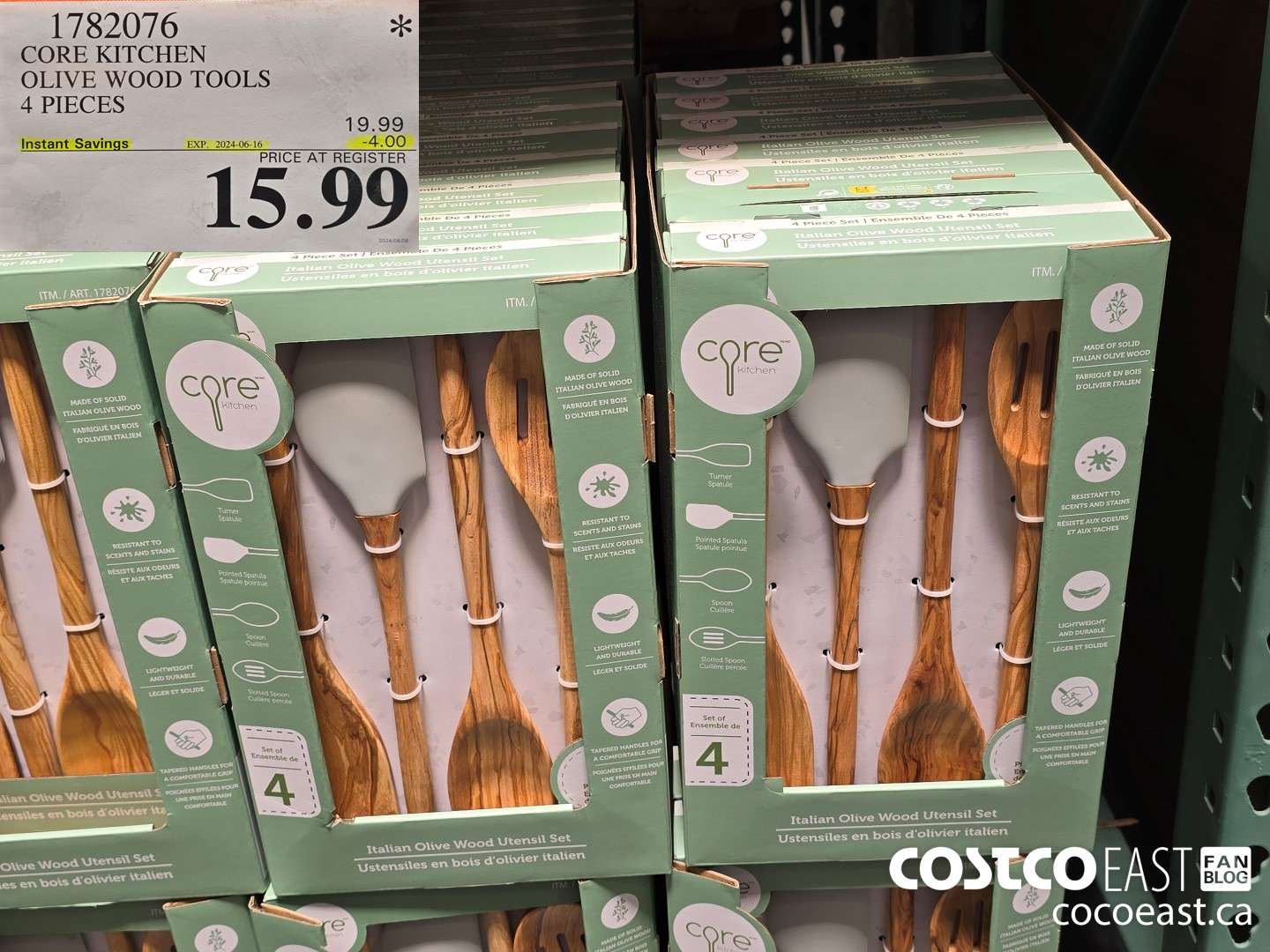 1782076 CORE KITCHEN OLIVE WOOD TOOLS 4 PIECES ($4.00 INSTANT SAVINGS EXPIRES ON 2024-06-16) $15.99