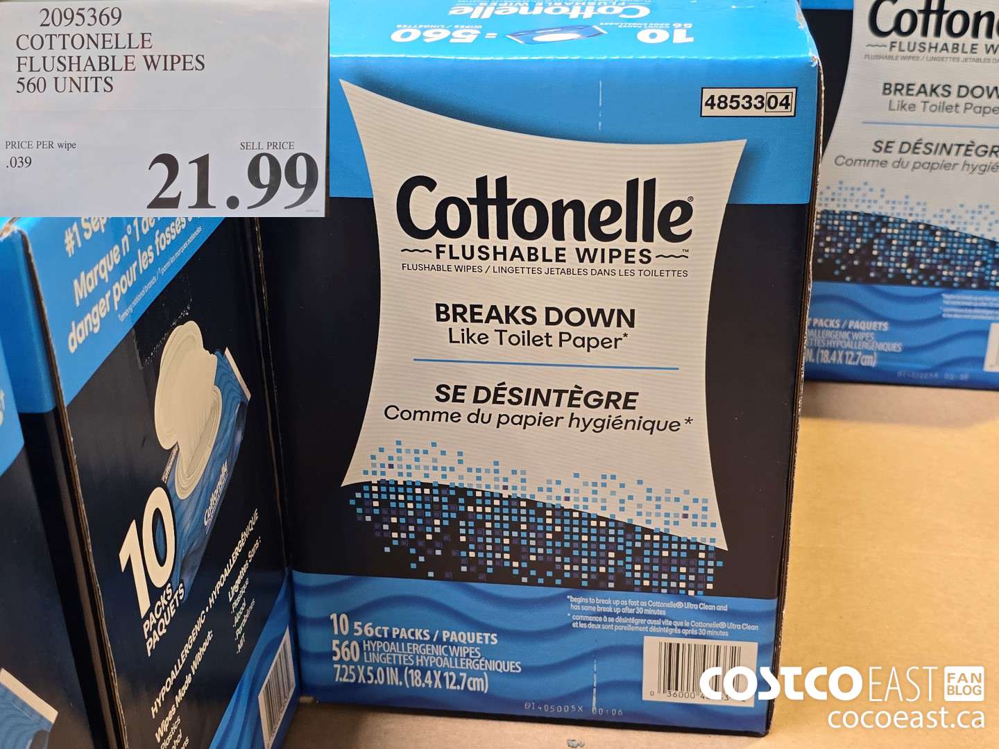 2095369 COTTONELLE FLUSHABLE WIPES 560 units $21.99