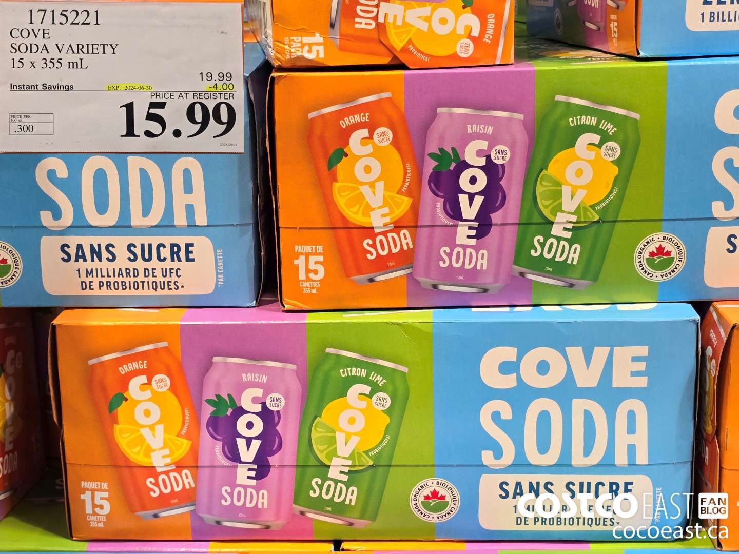 1715221 COVE SODA VARIETY 15 X 355 ML ($4.00 INSTANT SAVINGS EXPIRES ON 2024-06-30) $15.99
