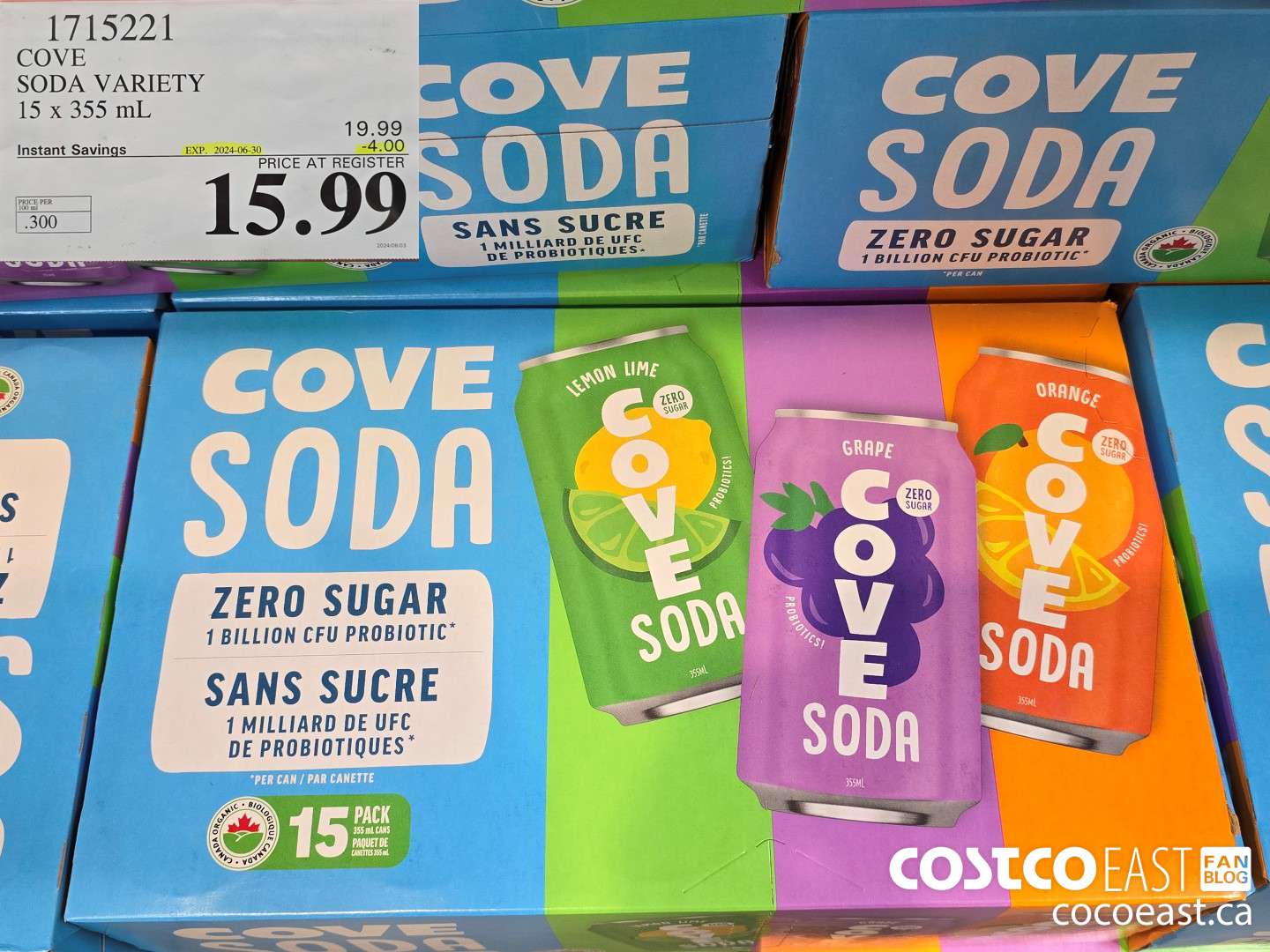 1715221 COVE SODA VARIETY 15 X 355 ML ($4.00 INSTANT SAVINGS EXPIRES ON 2024-06-30) $15.99