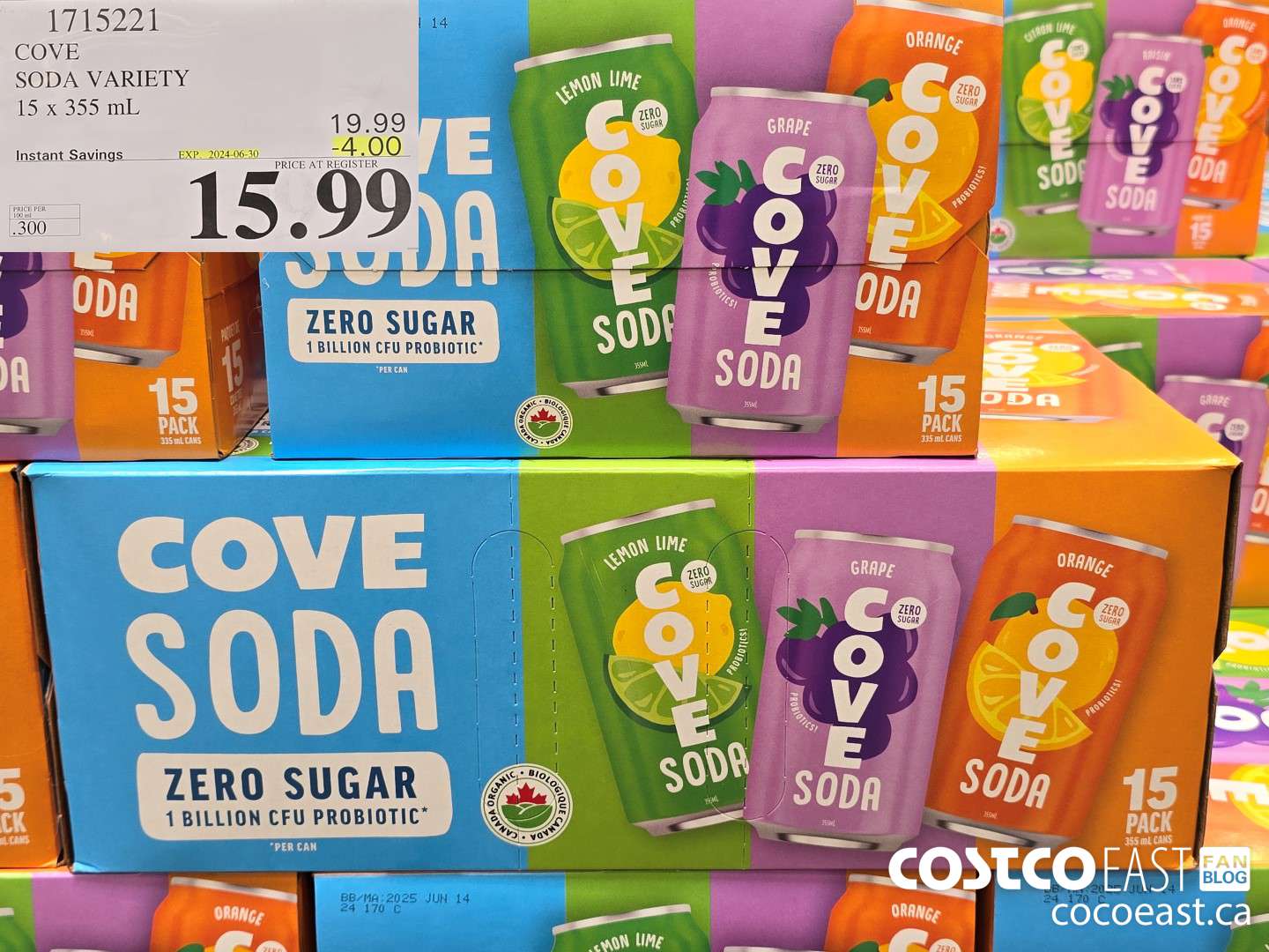 1715221 COVE SODA VARIETY 15 X 355 ML ($4.00 INSTANT SAVINGS EXPIRES ON 2024-06-30) $15.99