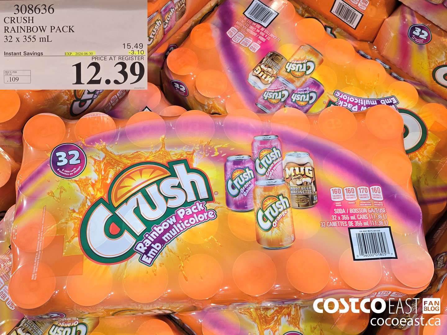 308636 CRUSH RAINBOW PACK 32 X 355 ML ($3.10 INSTANT SAVINGS EXPIRES ON 2024-06-30) $12.39