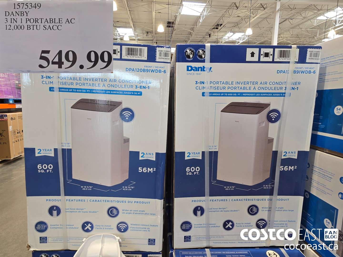 1575349 DANBY 3 IN 1 PORTABLE AC 12,000 BTU SACC $549.99