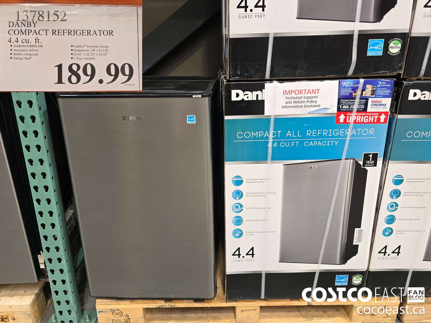 1378152 DANBY COMPACT REFRIGERATOR 4.4 CU. FT. $189.99