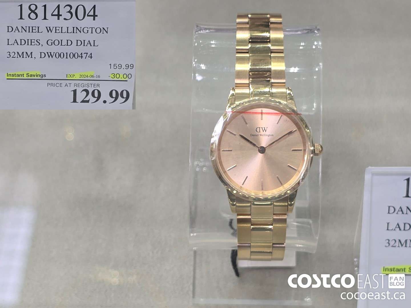 1814304 DANIEL WELLINGTON LADIES, GOLD DIAL 32MM, DW00100474 ($30.00 INSTANT SAVINGS EXPIRES ON 2024-06-16) $129.99