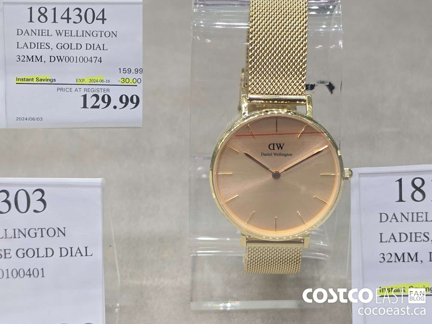 1814304 DANIEL WELLINGTON LADIES, GOLD DIAL 32MM, DW00100474 ($30.00 INSTANT SAVINGS EXPIRES ON 2024-06-16) $129.99