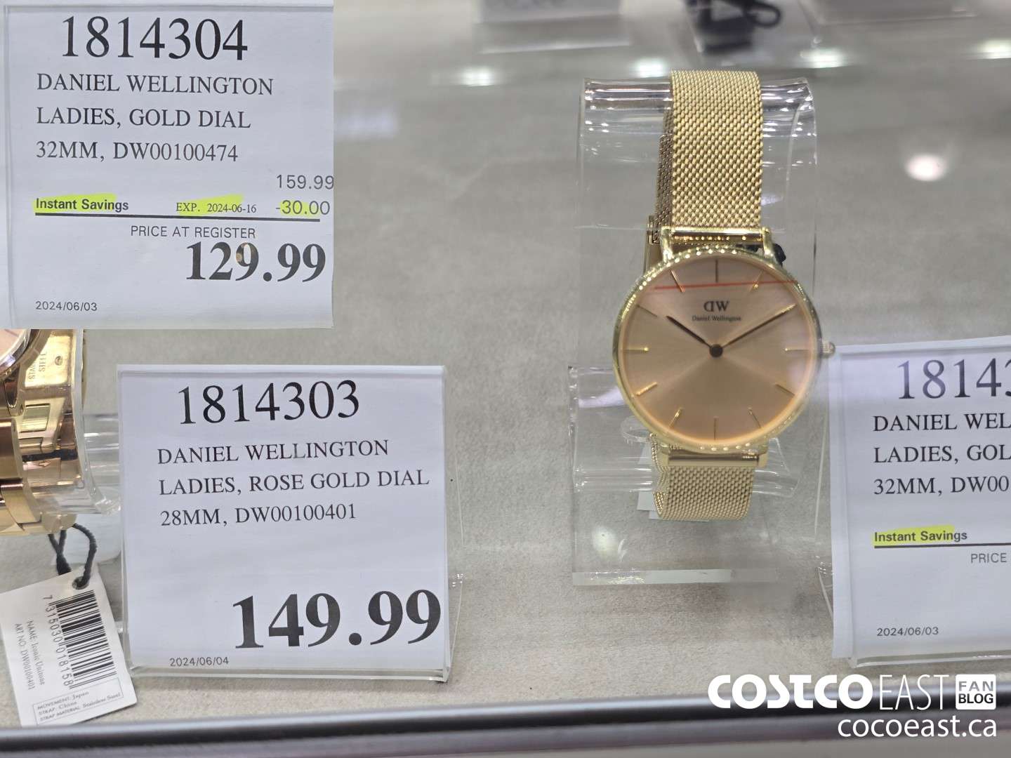 1814304 DANIEL WELLINGTON LADIES, GOLD DIAL 32MM, DW00100474 ($30.00 INSTANT SAVINGS EXPIRES ON 2024-06-16) $129.99