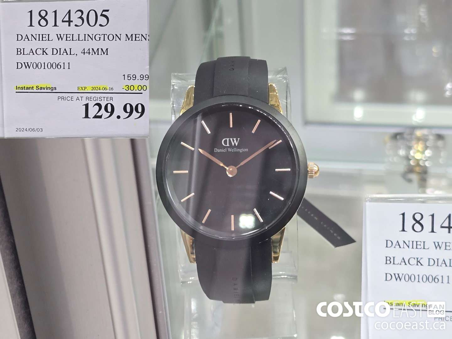 1814305 DANIEL WELLINGTON MEN, BLACK DIAL, 44MM DW00100611 ($30.00 INSTANT SAVINGS EXPIRES ON 2024-06-16) $129.99