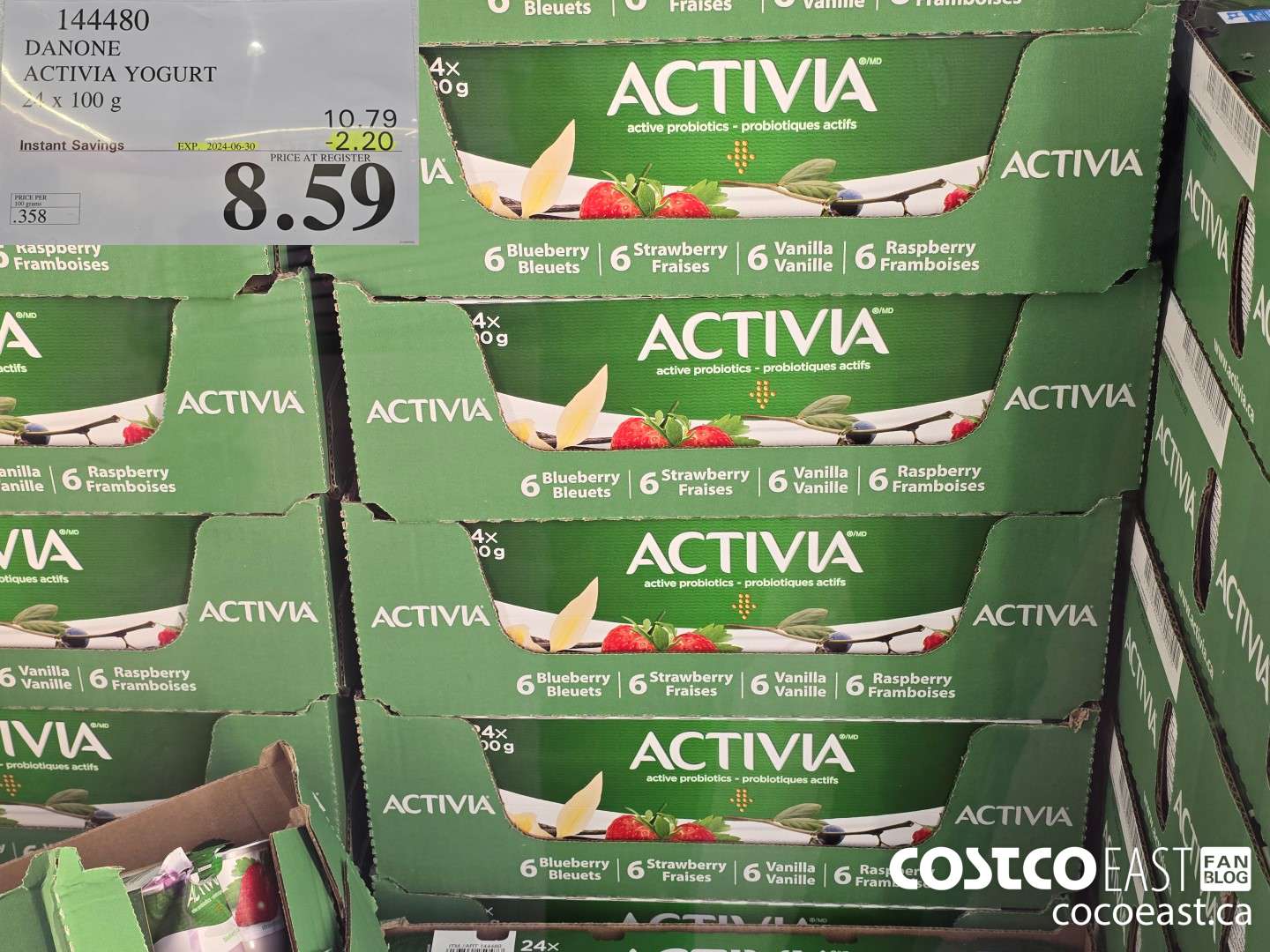 144480 DANONE ACTIVIA YOGURT 24 X 100 G ($2.20 INSTANT SAVINGS EXPIRES ON 2024-06-30) $8.59