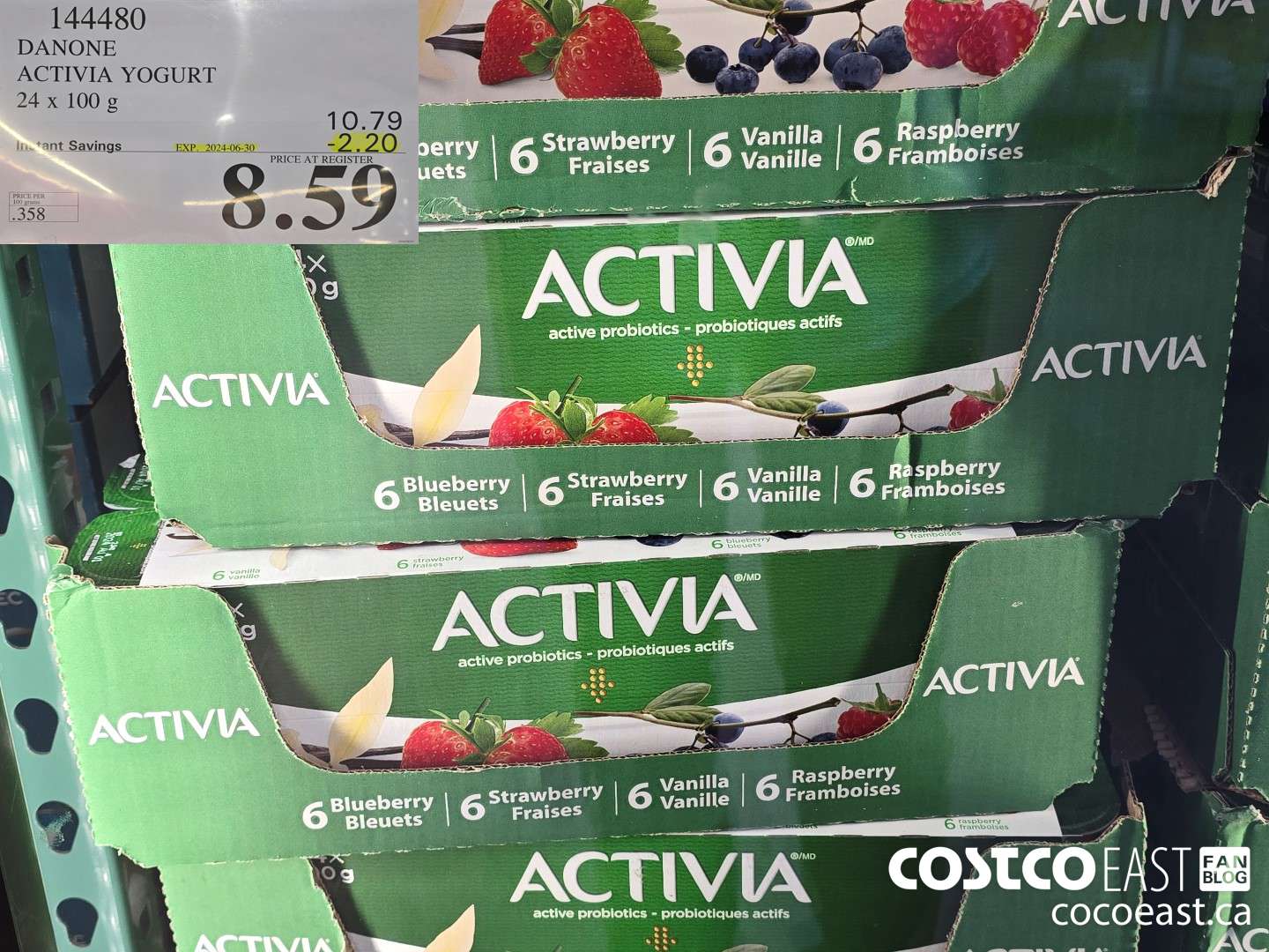 144480 DANONE ACTIVIA YOGURT 24 X 100 G ($2.20 INSTANT SAVINGS EXPIRES ON 2024-06-30) $8.59
