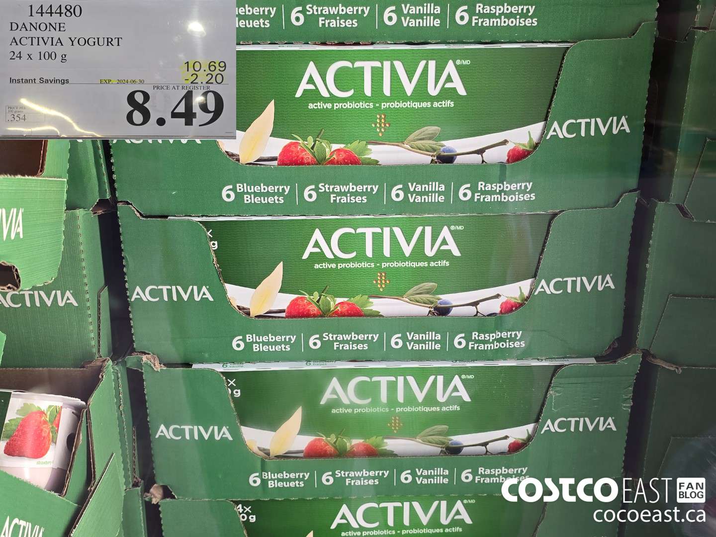 144480 DANONE ACTIVIA YOGURT 24 X 100 G ($2.20 INSTANT SAVINGS EXPIRES ON 2024-06-30) $8.49
