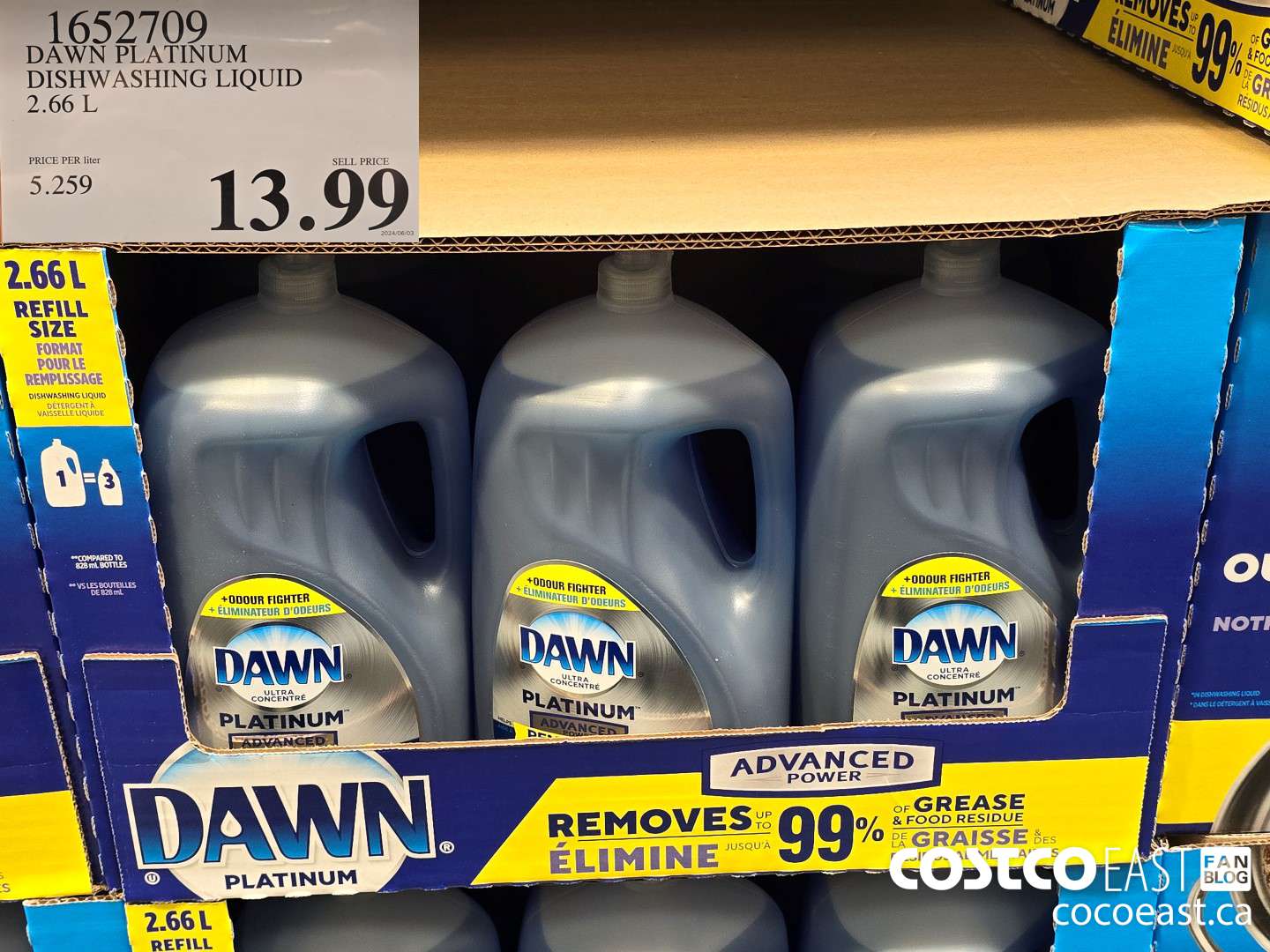1652709 DAWN PLATINUM DISHWASHER LIQUID 2.66L $13.99