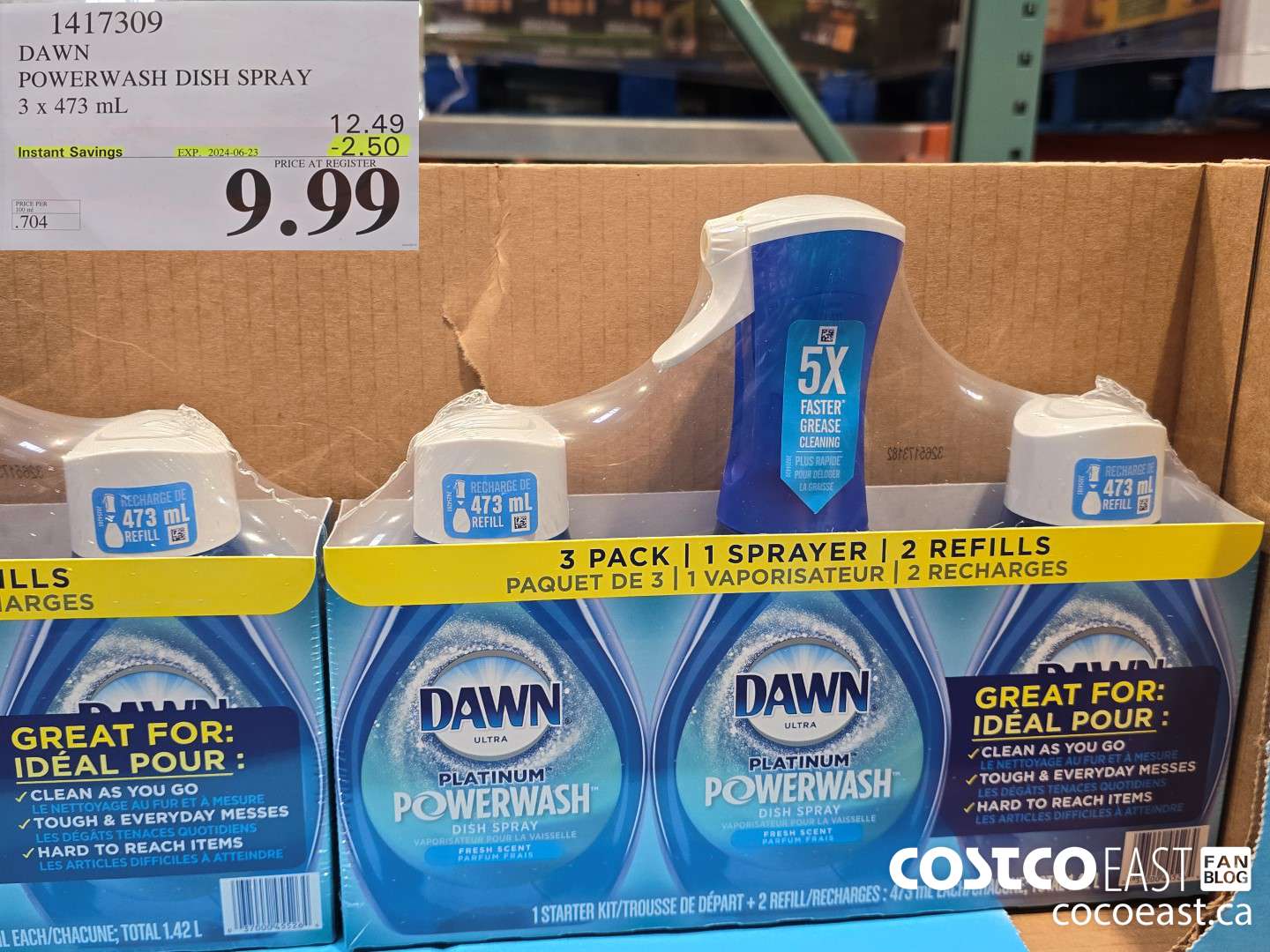 1417309 DAWN POWERWASH DISH SPRAY 3 X 473 mL ($2.50 INSTANT SAVINGS EXPIRES ON 2024-06-23) $9.99