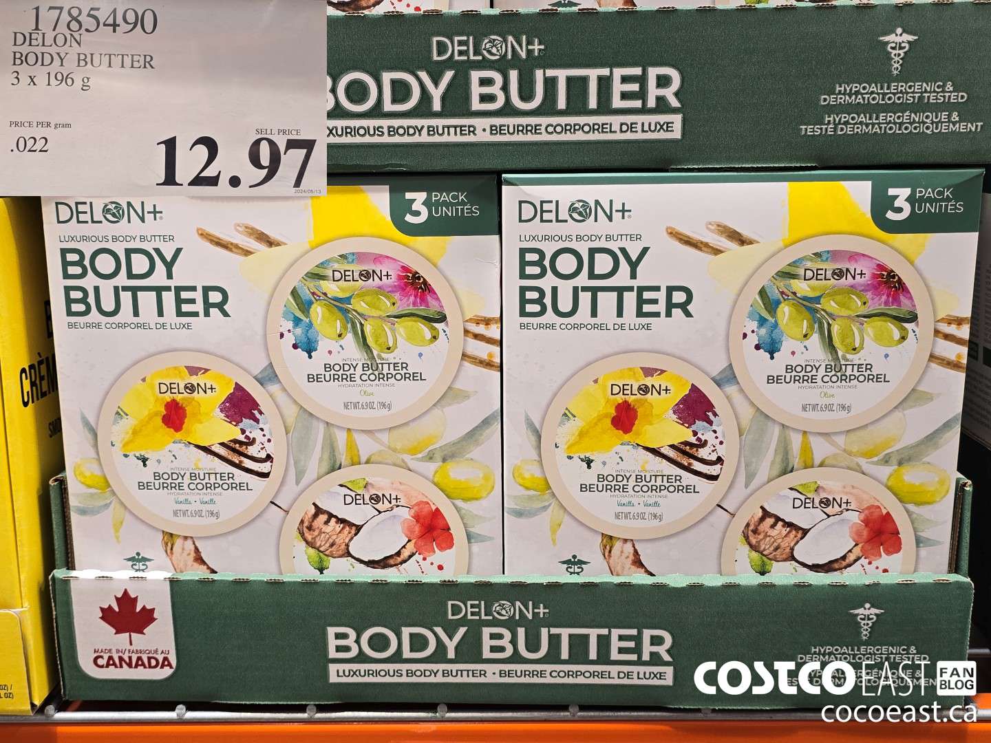 1785490 DELON BODY BUTTER 3 X 196 G $12.97