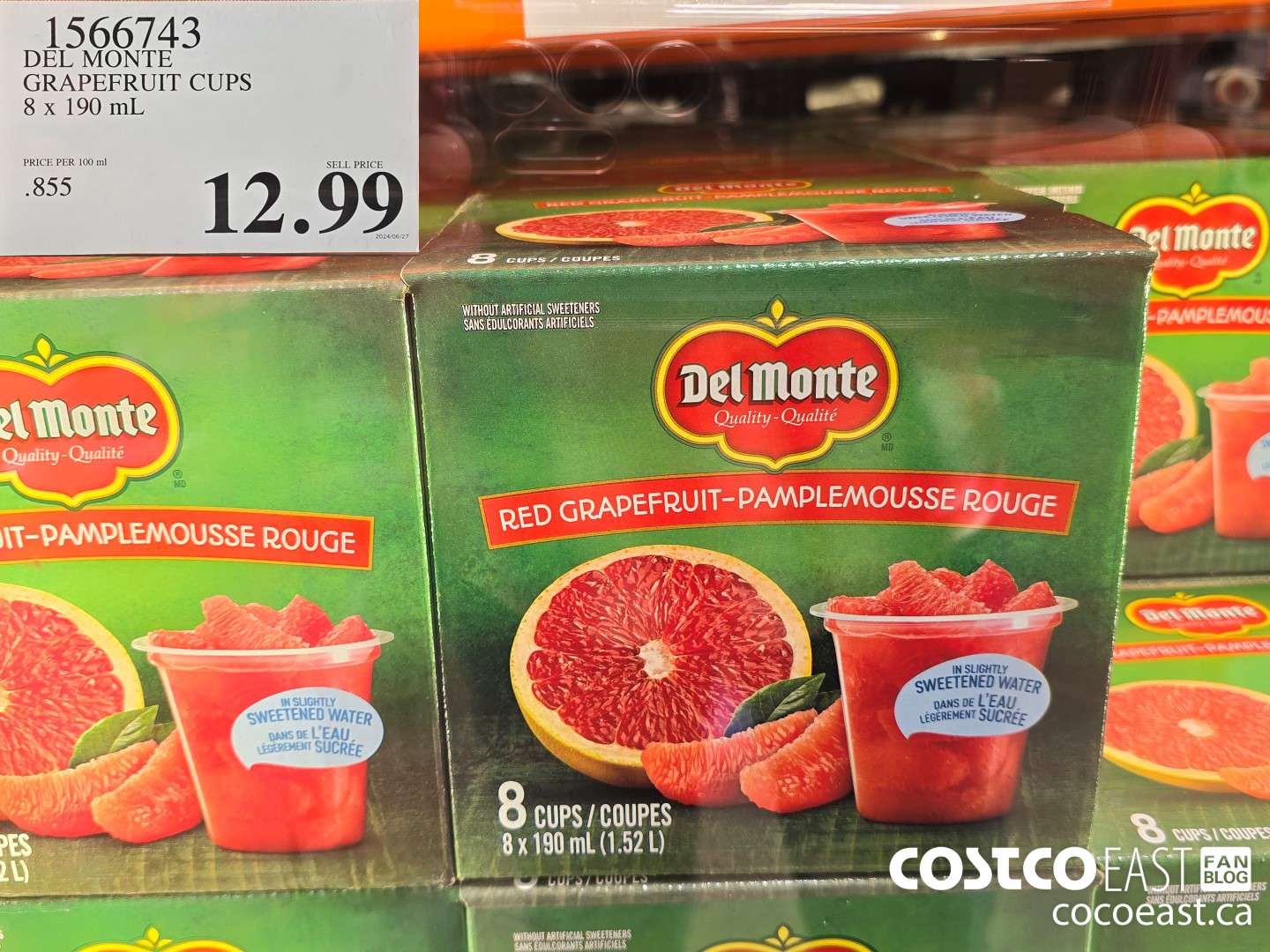 1566743 DEL MONTE GRAPEFRUIT CUPS 8 x 190 mL $12.99