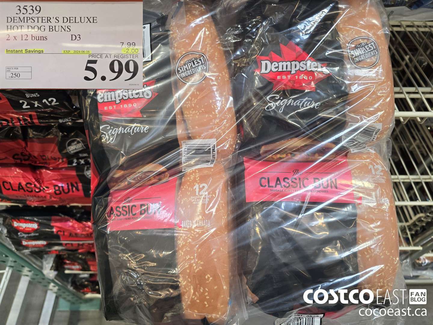 3539 DEMPSTER'S DELUXE HOT DOG BUNS 2 X 12 BUNS ($2.00 INSTANT SAVINGS EXPIRES ON 2024-06-16) $5.99