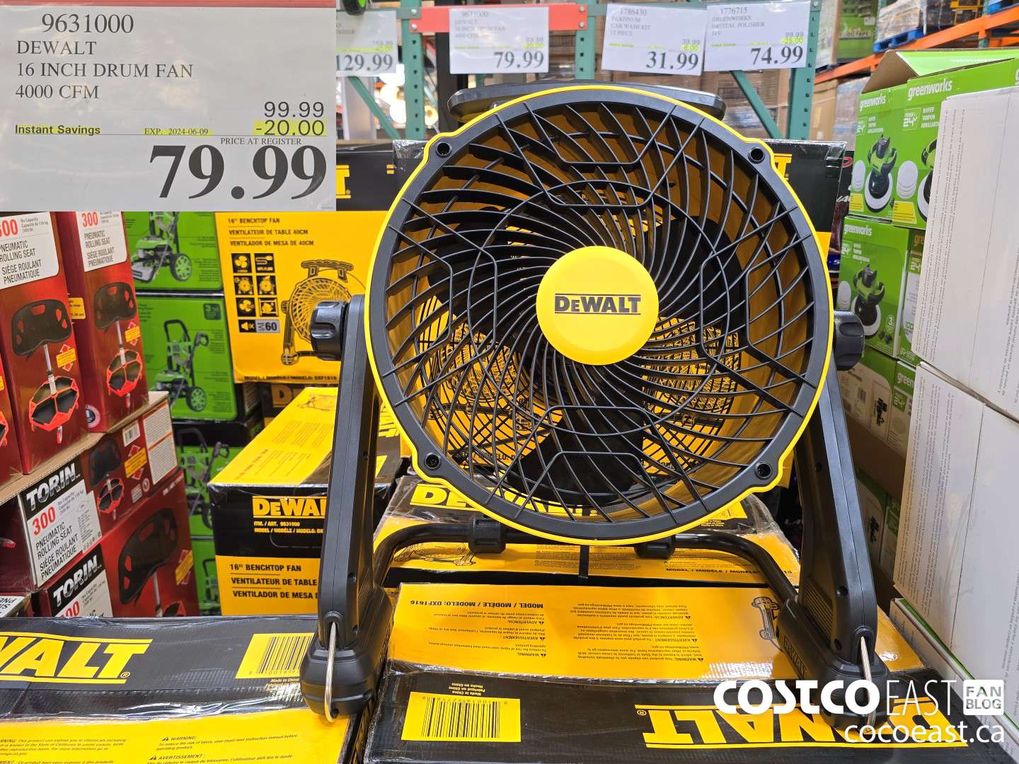 9631000 DEWALT 16 INCH DRUM FAN 4000 CFM ($20.00 INSTANT SAVINGS EXPIRES ON 2024-06-09) $79.99