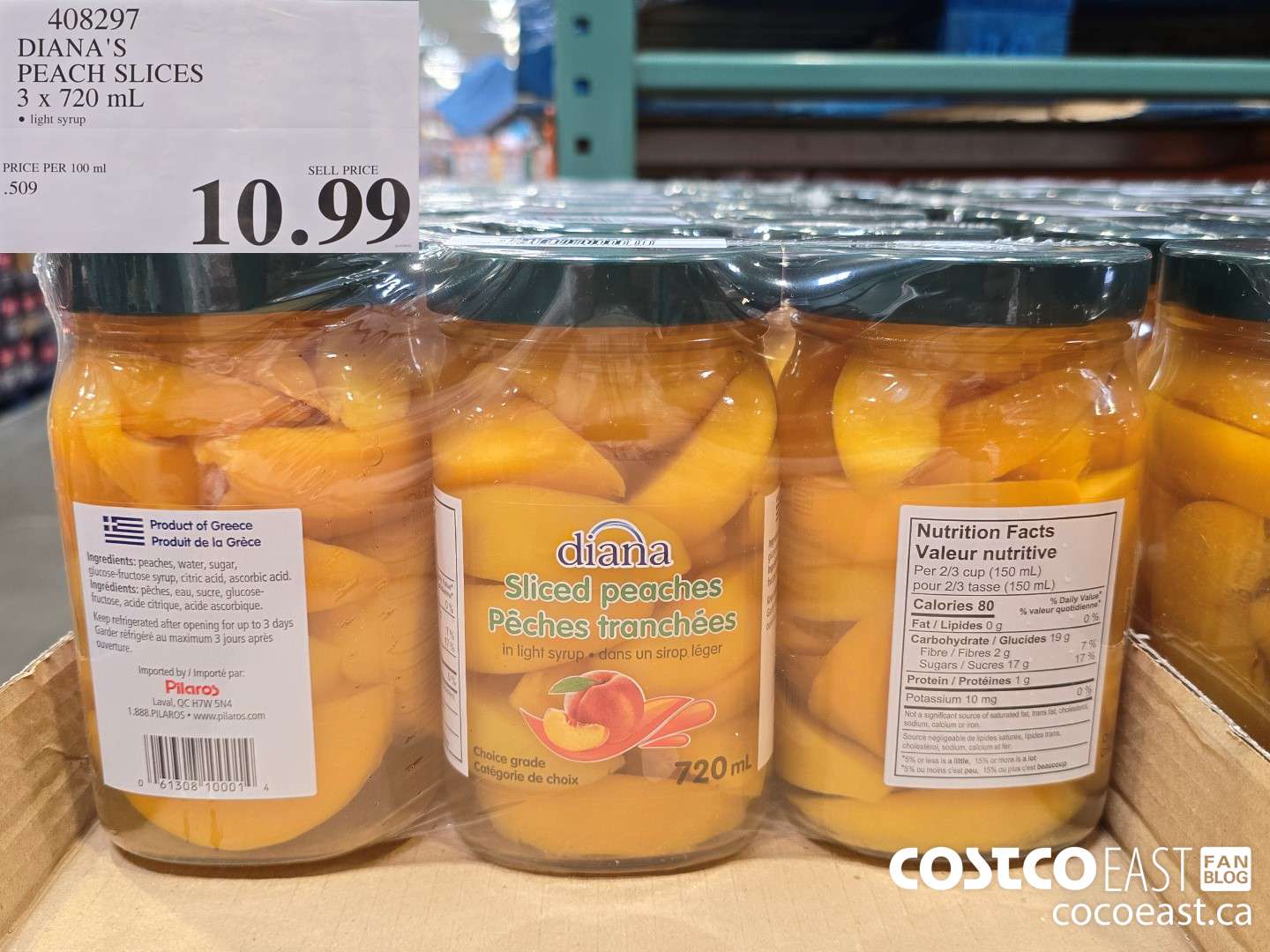 408297 DIANA'S PEACH SLICES 3 x 720 mL $10.99