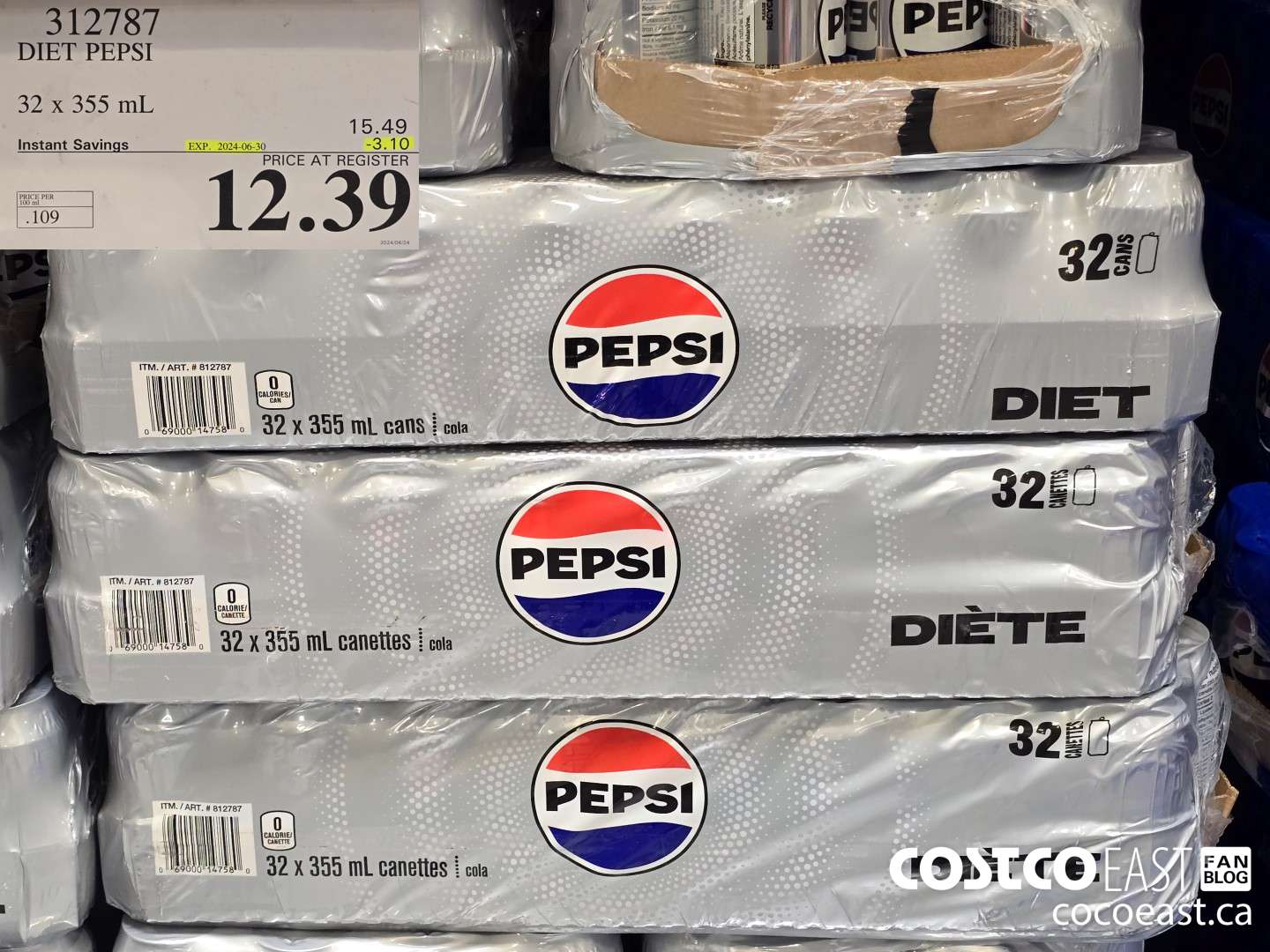 312787 DIET PEPSI 32 X 355 ($3.10 INSTANT SAVINGS EXPIRES ON 2024-06-30) $12.39