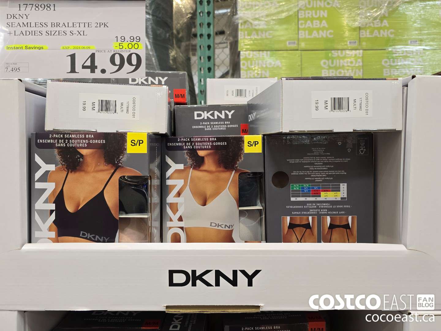 1778981 DKNY SEAMLESS BRALETTE 2PK +LADIES SIZES S-XL ($5.00 INSTANT SAVINGS EXPIRES ON 2024-06-09) $14.99