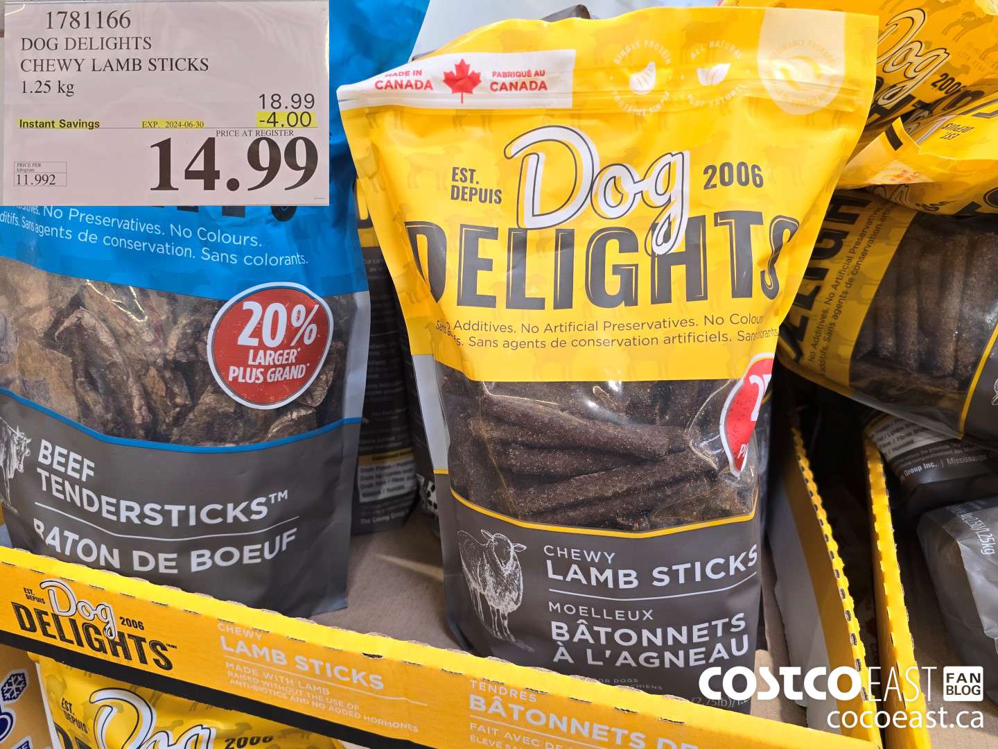 1781166 DOG DELIGHTS CHEWY LAMB STICKS 1.25 KG ($4.00 INSTANT SAVINGS EXPIRES ON 2024-06-30) $14.99