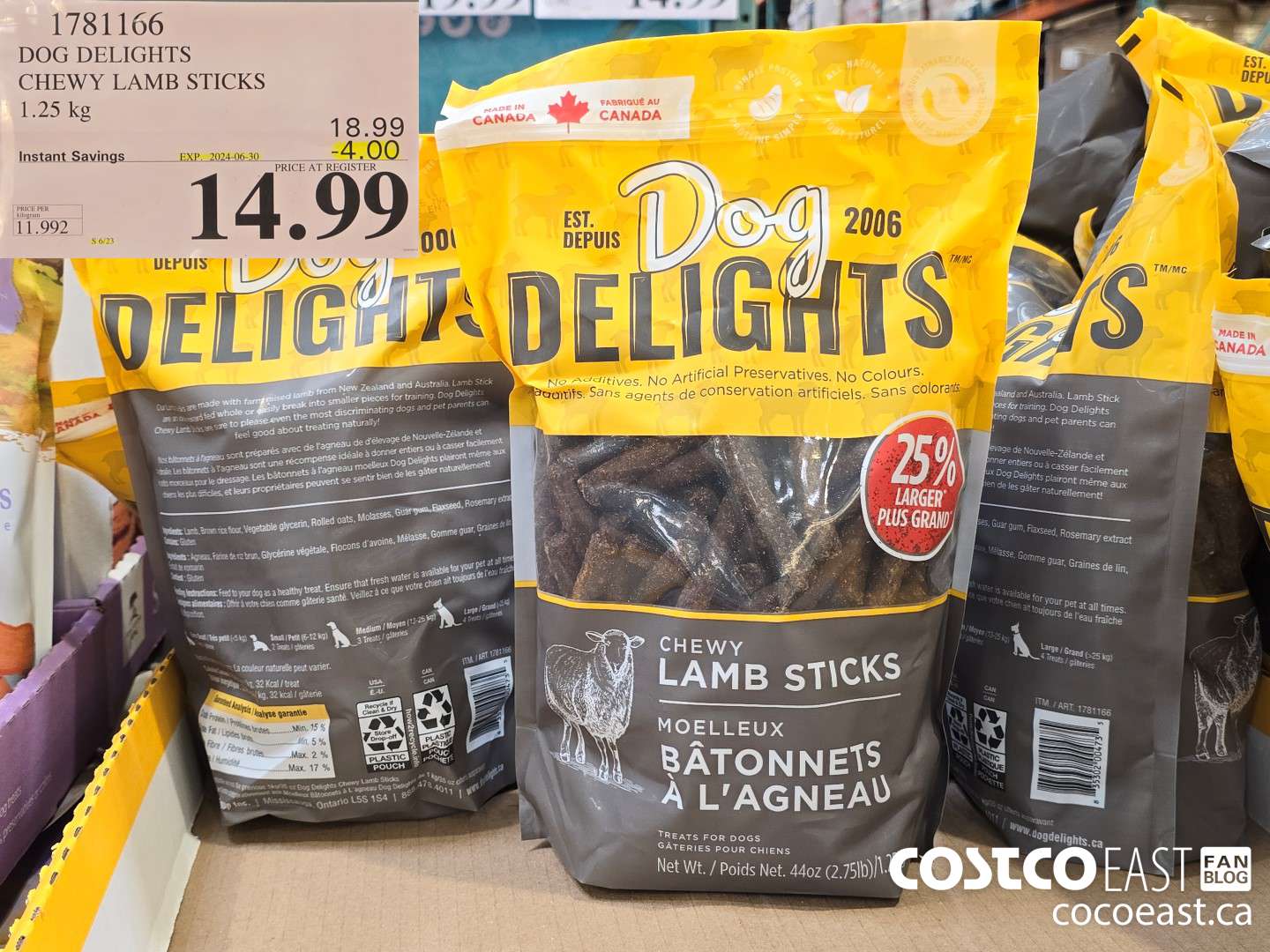 1781166 DOG DELIGHTS CHEWY LAMB STICKS 1.25 KG ($4.00 INSTANT SAVINGS EXPIRES ON 2024-06-30) $14.99