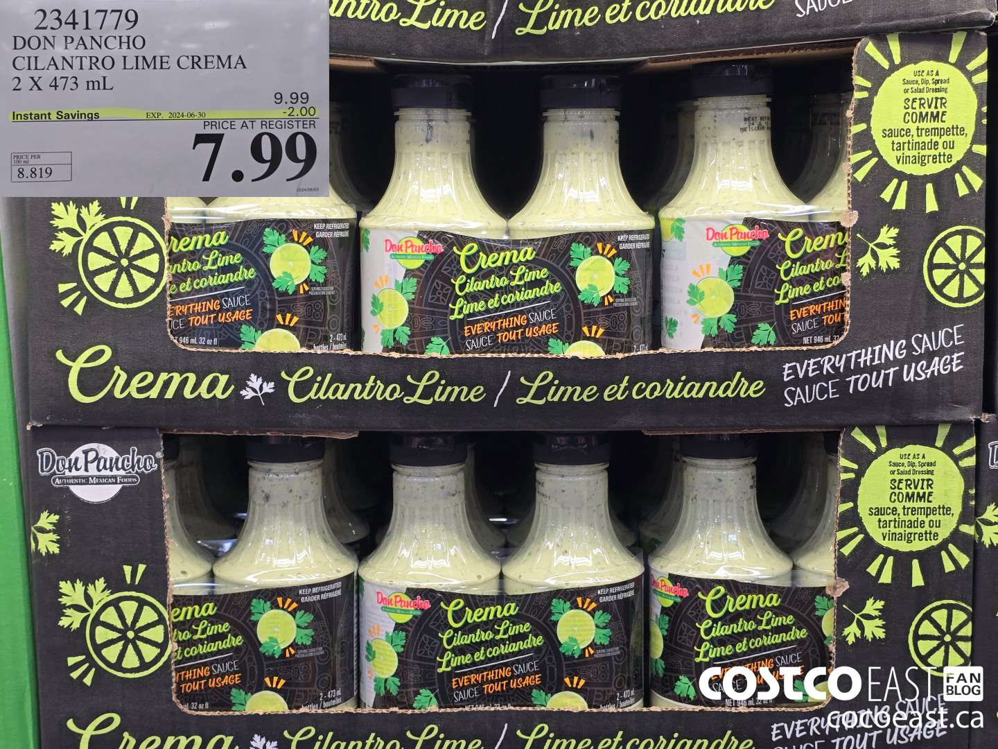 2341779 DON PANCHO CILANTRO LIME CREMA 2 X 453 mL ($2.00 INSTANT SAVINGS EXPIRES ON 2024-06-30) $7.99