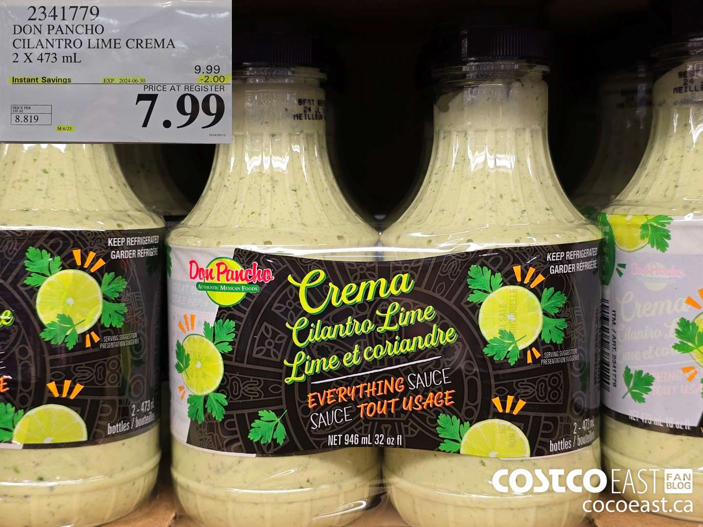 2341779 DON PANCHO CILANTRO LIME CREMA 2 X 453 mL ($2.00 INSTANT SAVINGS EXPIRES ON 2024-06-30) $7.99