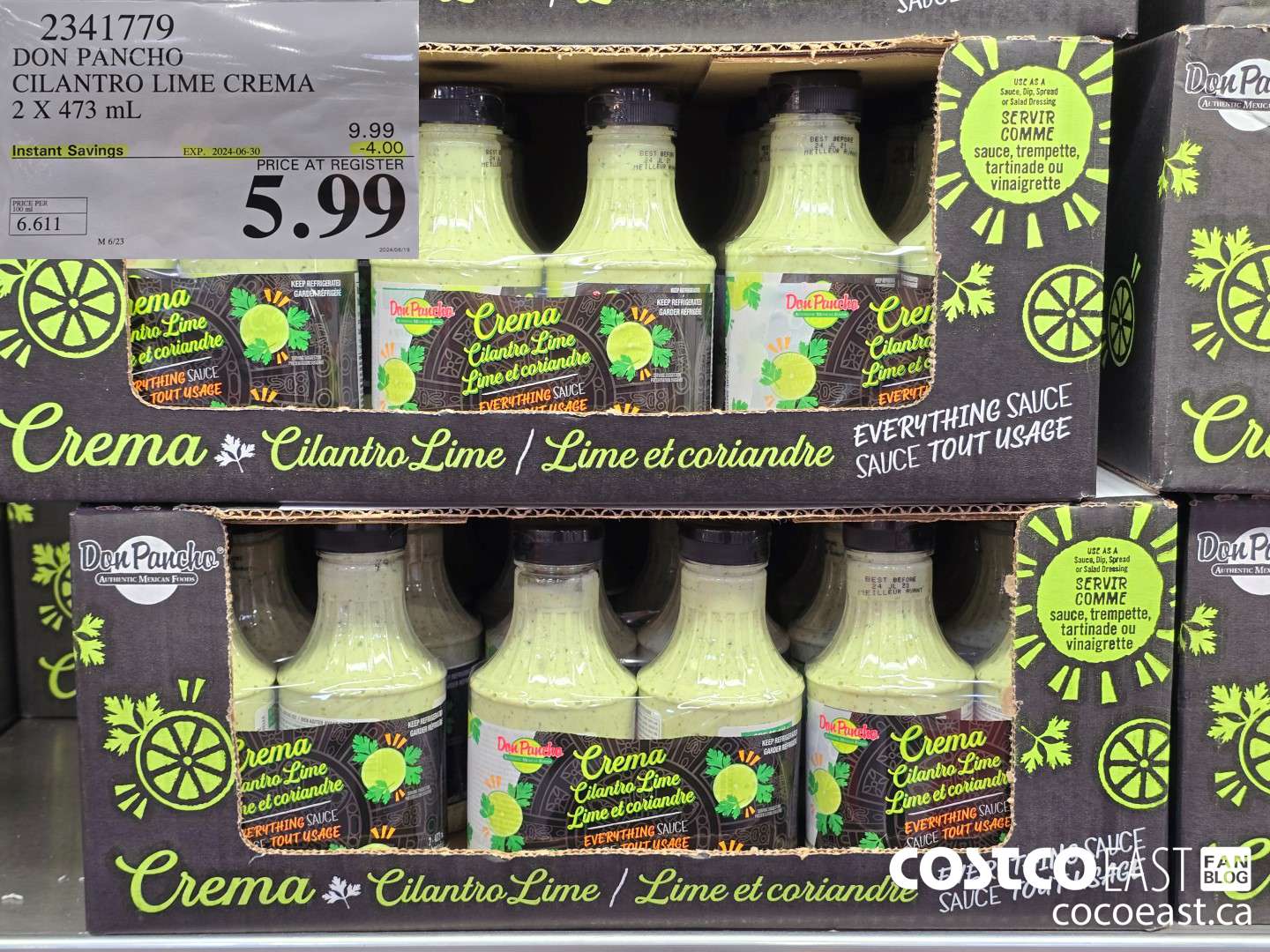 2341779 DON PANCHO CILANTRO LIME CREMA 2 X 453 mL ($2.00 INSTANT SAVINGS EXPIRES ON 2024-06-30) $7.99