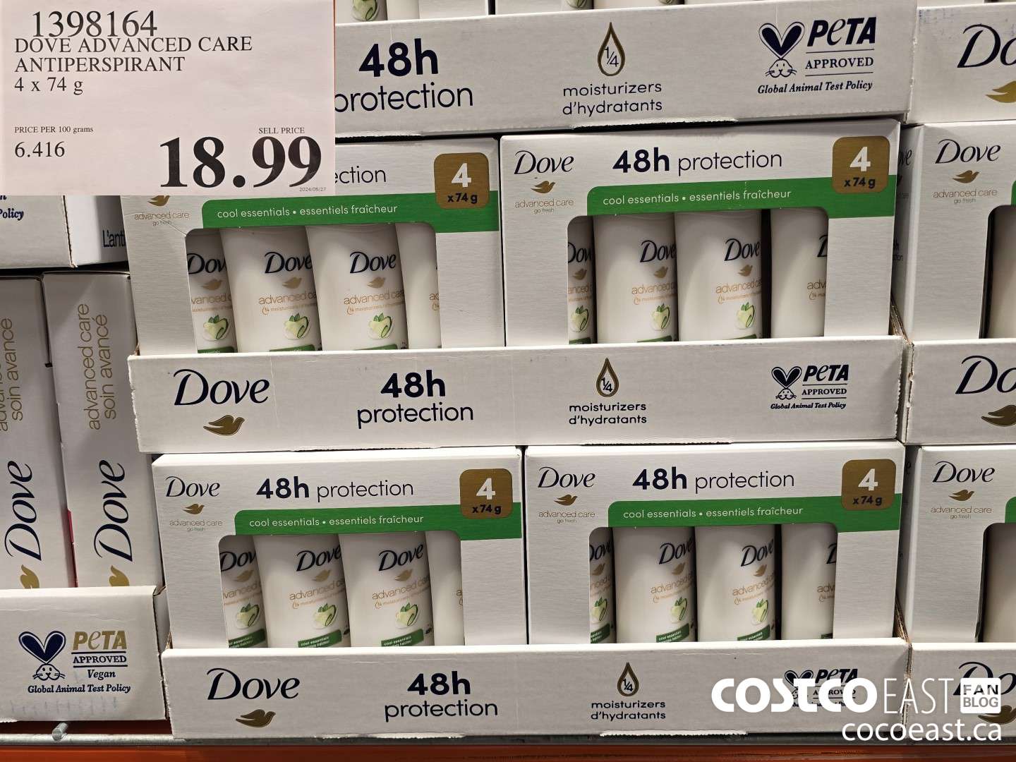 1398164 DOVE ADVANCED CARE ANTIPERSPIRANT 4 x 74G $18.99