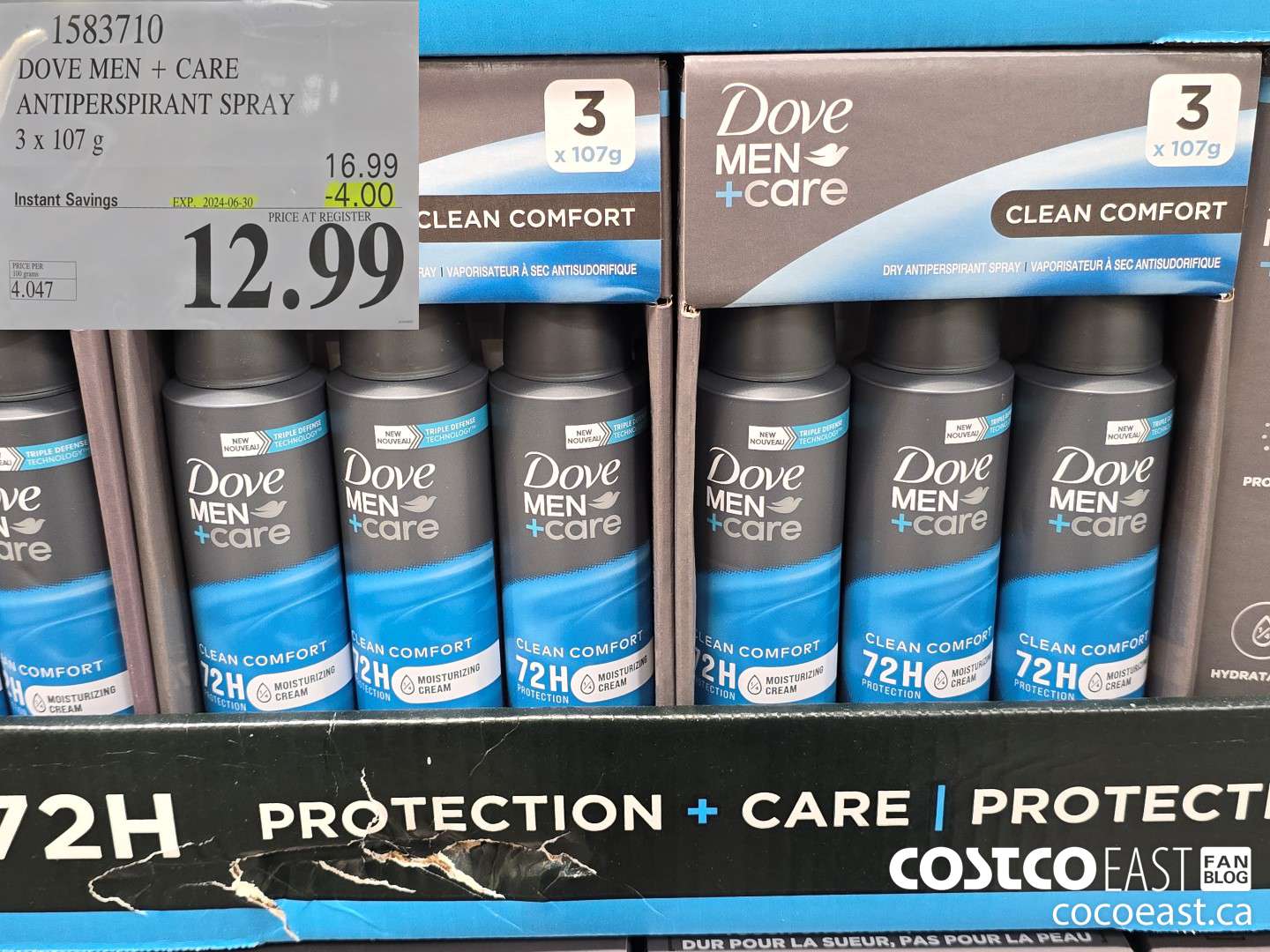 1583710 DOVE MEN + CARE ANTIPERSPIRANT SPRAY 3 X 107 G ($4.00 INSTANT SAVINGS EXPIRES ON 2024-06-30) $12.99
