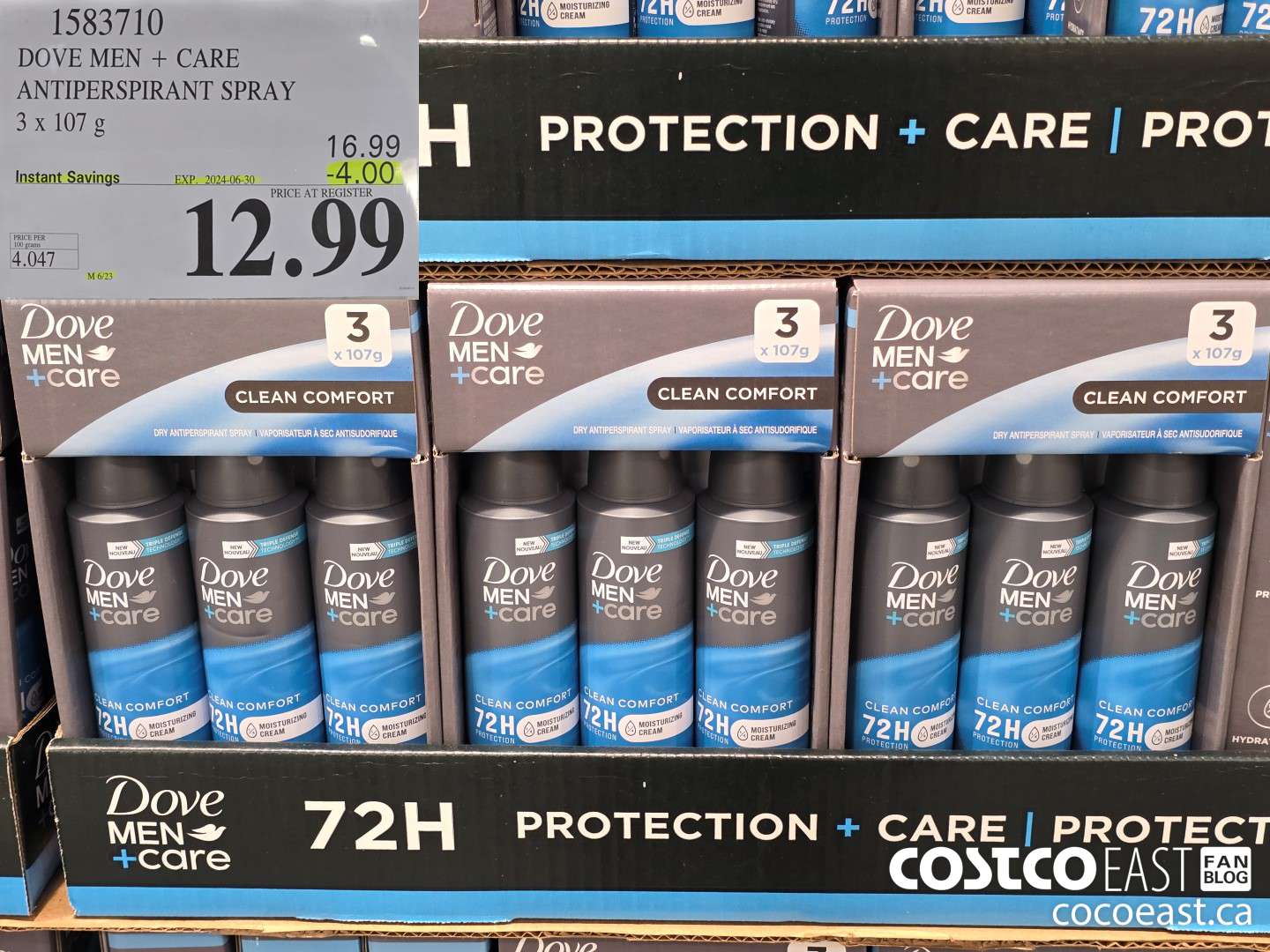 1583710 DOVE MEN + CARE ANTIPERSPIRANT SPRAY 3 X 107 G ($4.00 INSTANT SAVINGS EXPIRES ON 2024-06-30) $12.99