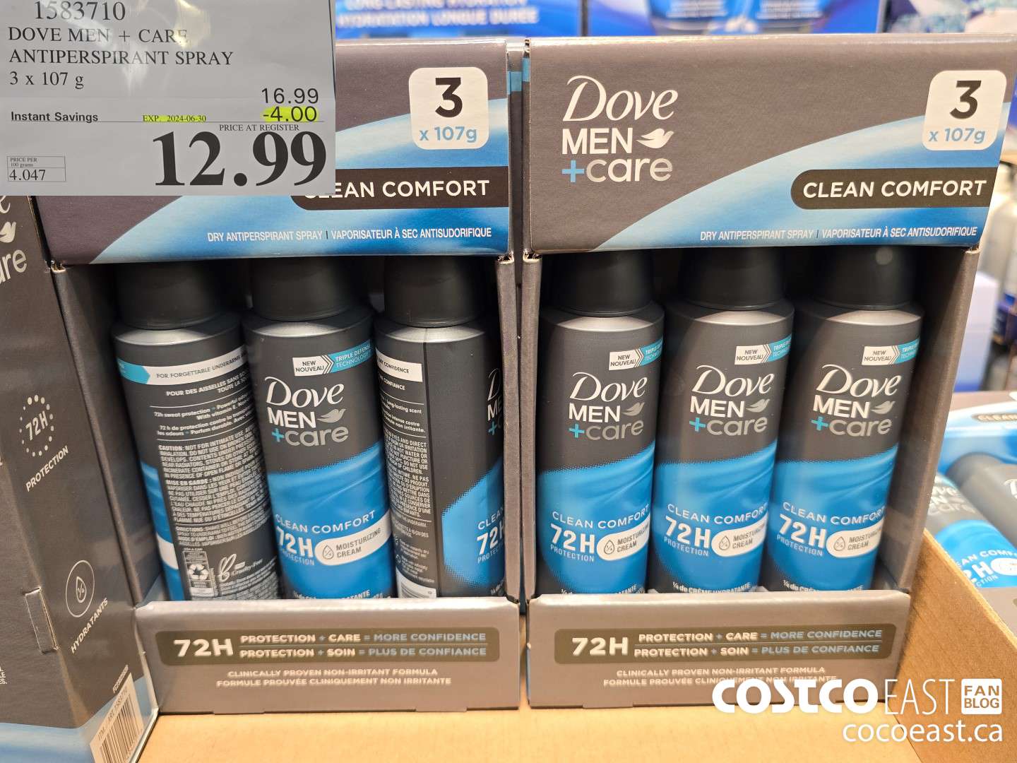 1583710 DOVE MEN + CARE ANTIPERSPIRANT SPRAY 3 X 107 G ($4.00 INSTANT SAVINGS EXPIRES ON 2024-06-30) $12.99