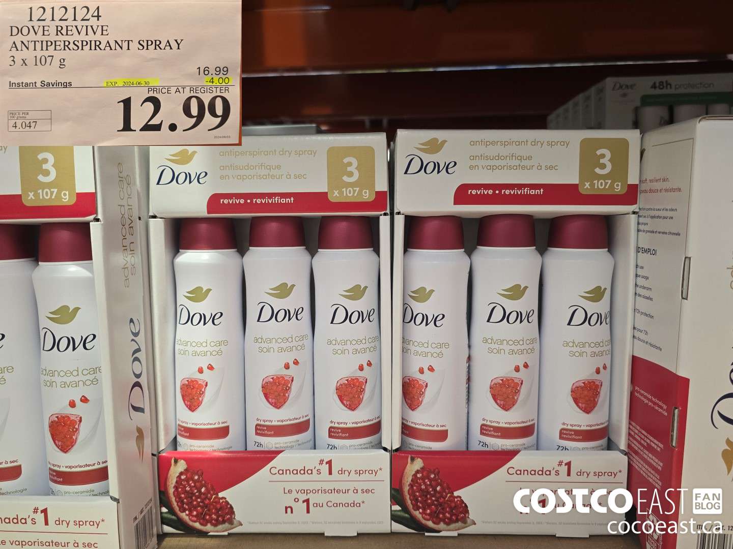 1212124 DOVE REVIVE ANTIPERSPIRANT SPRAY 3 X 107 G ($4.0 INSTANT SAVINGS EXPIRES ON 2024-06-30) $12.99