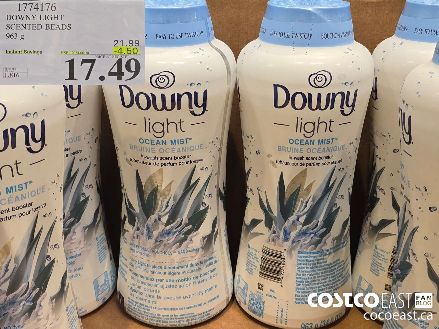 1774176 DOWNY LIGHT SCENTED BEADS 963 G ($4.50 INSTANT SAVINGS EXPIRES ON 2024-06-30) $17.49